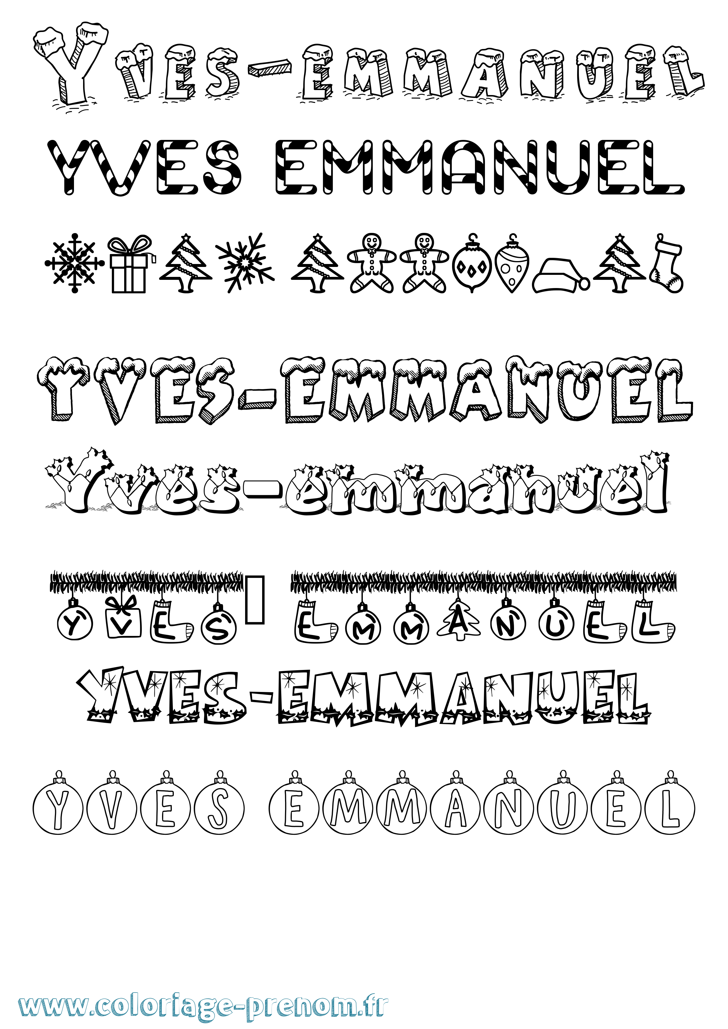 Coloriage Yves-Emmanuel Noël Coloriage prénom Yves-Emmanuel Noël