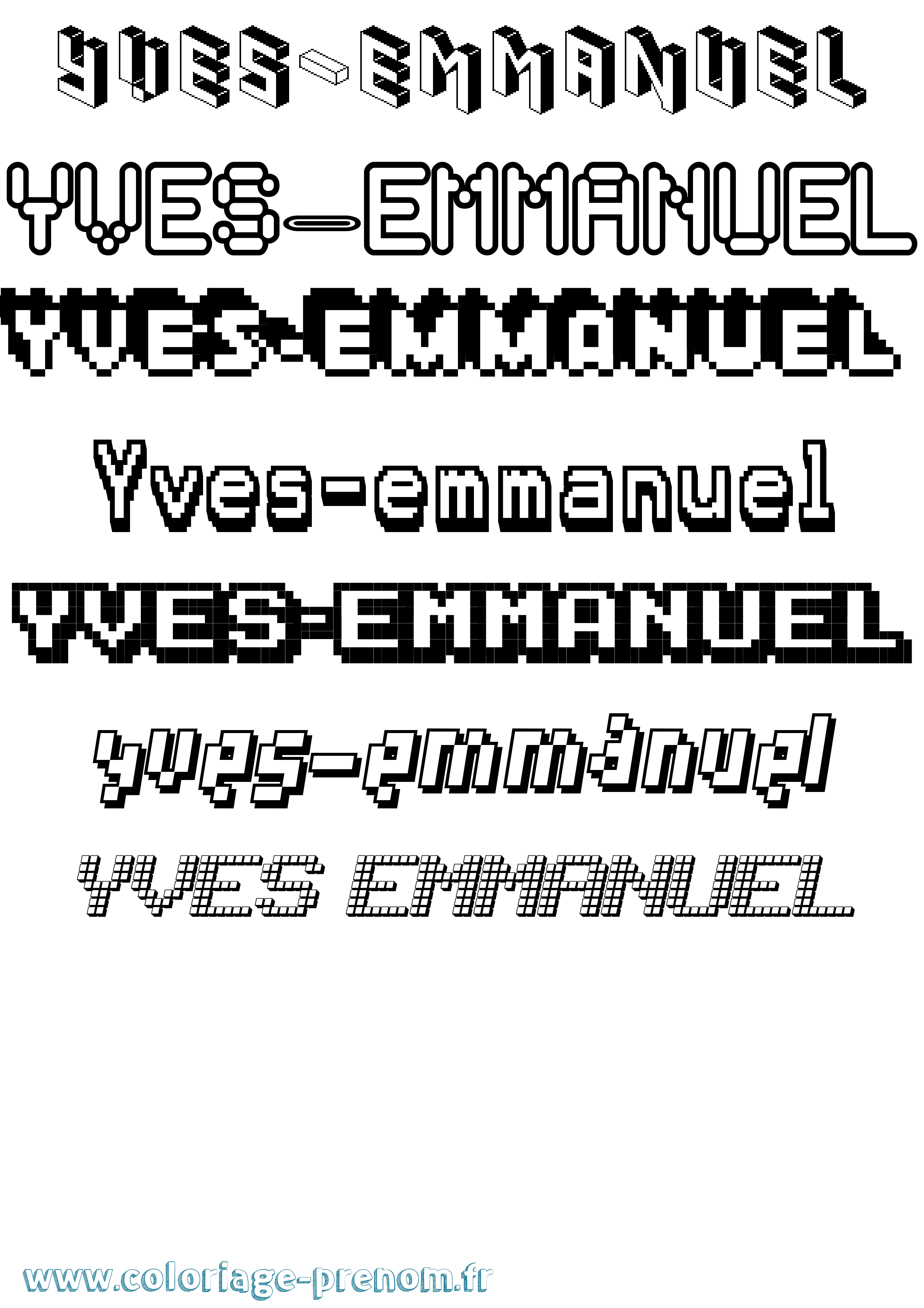 Coloriage Yves-Emmanuel Pixel Coloriage prénom Yves-Emmanuel Pixel