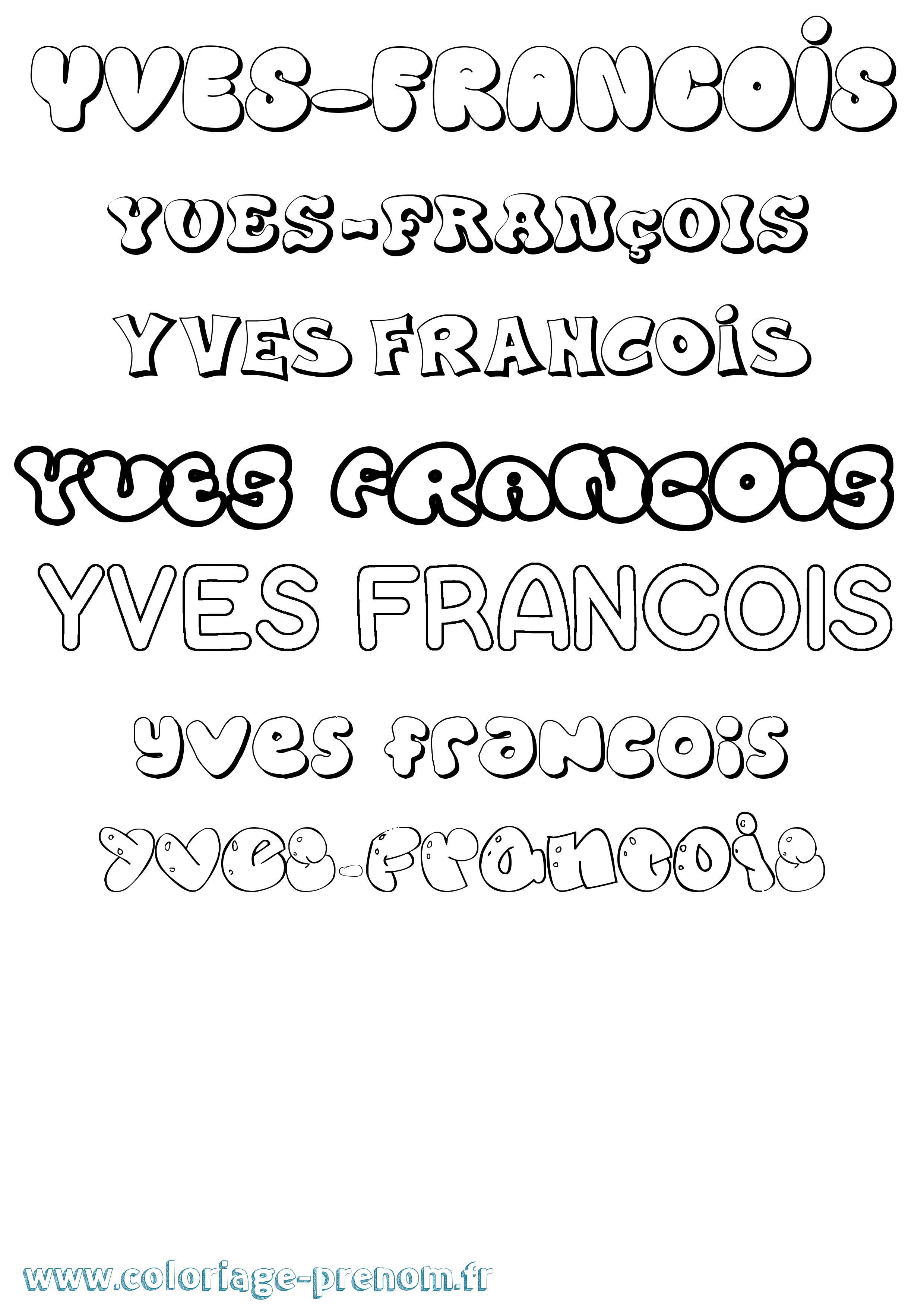 Coloriage Yves-François Bubble Coloriage prénom Yves-François Bubble