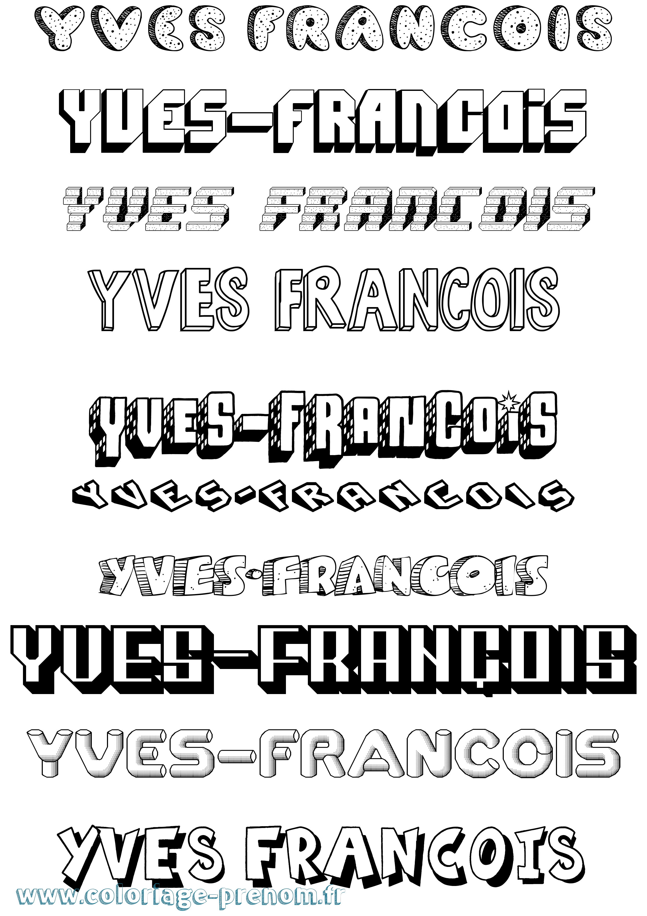 Coloriage Yves-François Effet 3D Coloriage prénom Yves-François Effet 3D