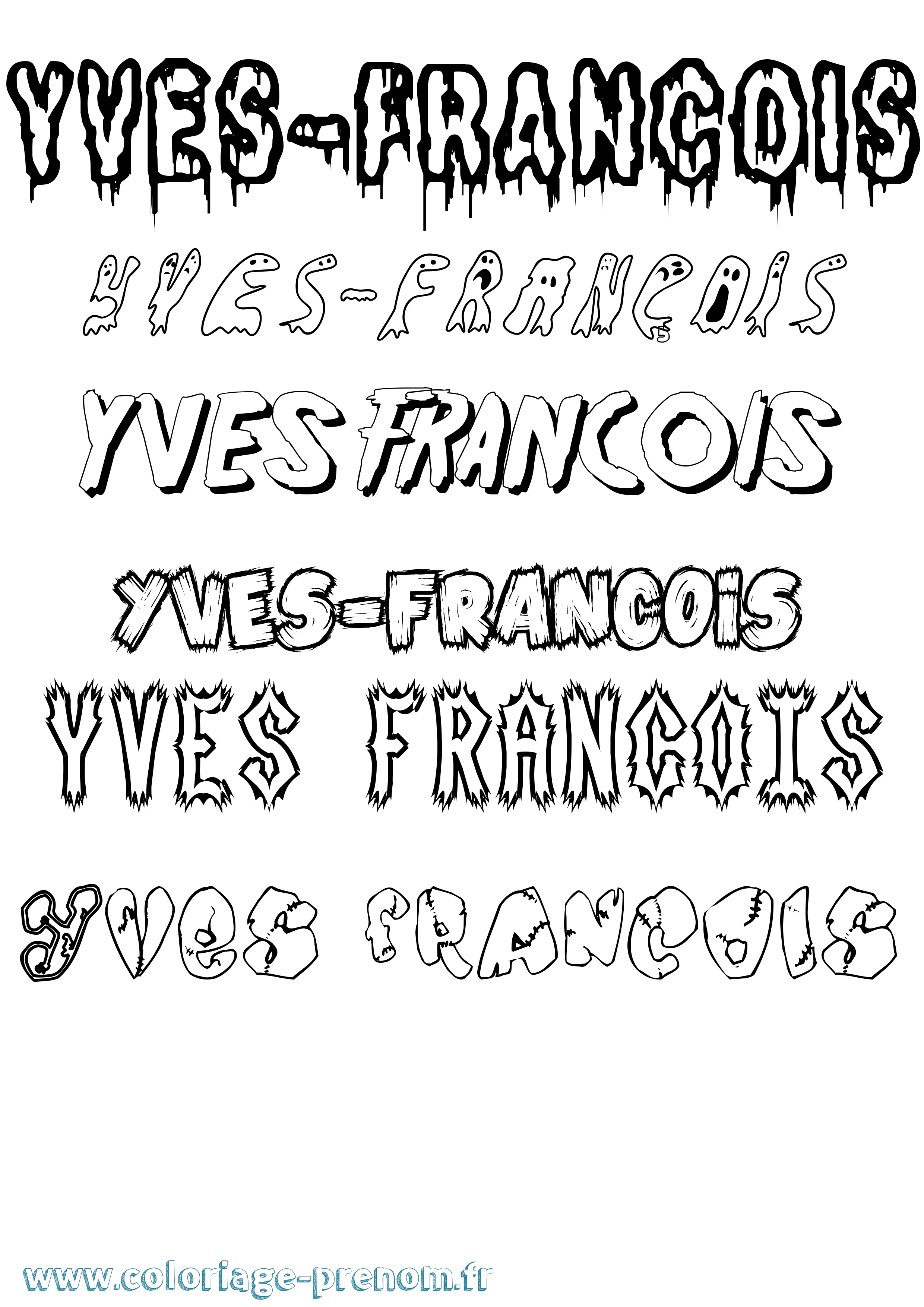 Coloriage Yves-François Frisson Coloriage prénom Yves-François Frisson