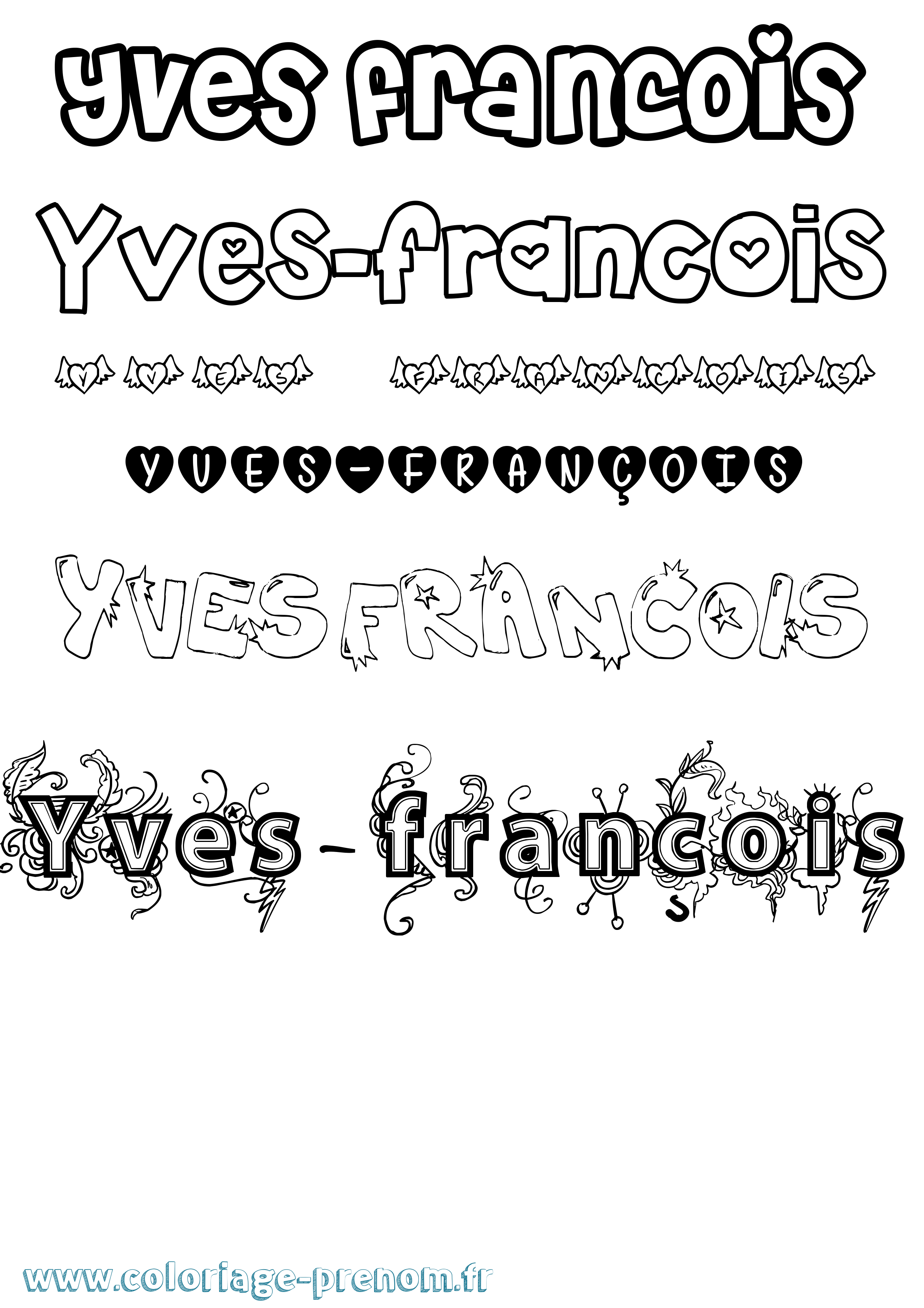 Coloriage Yves-François Girly Coloriage prénom Yves-François Girly