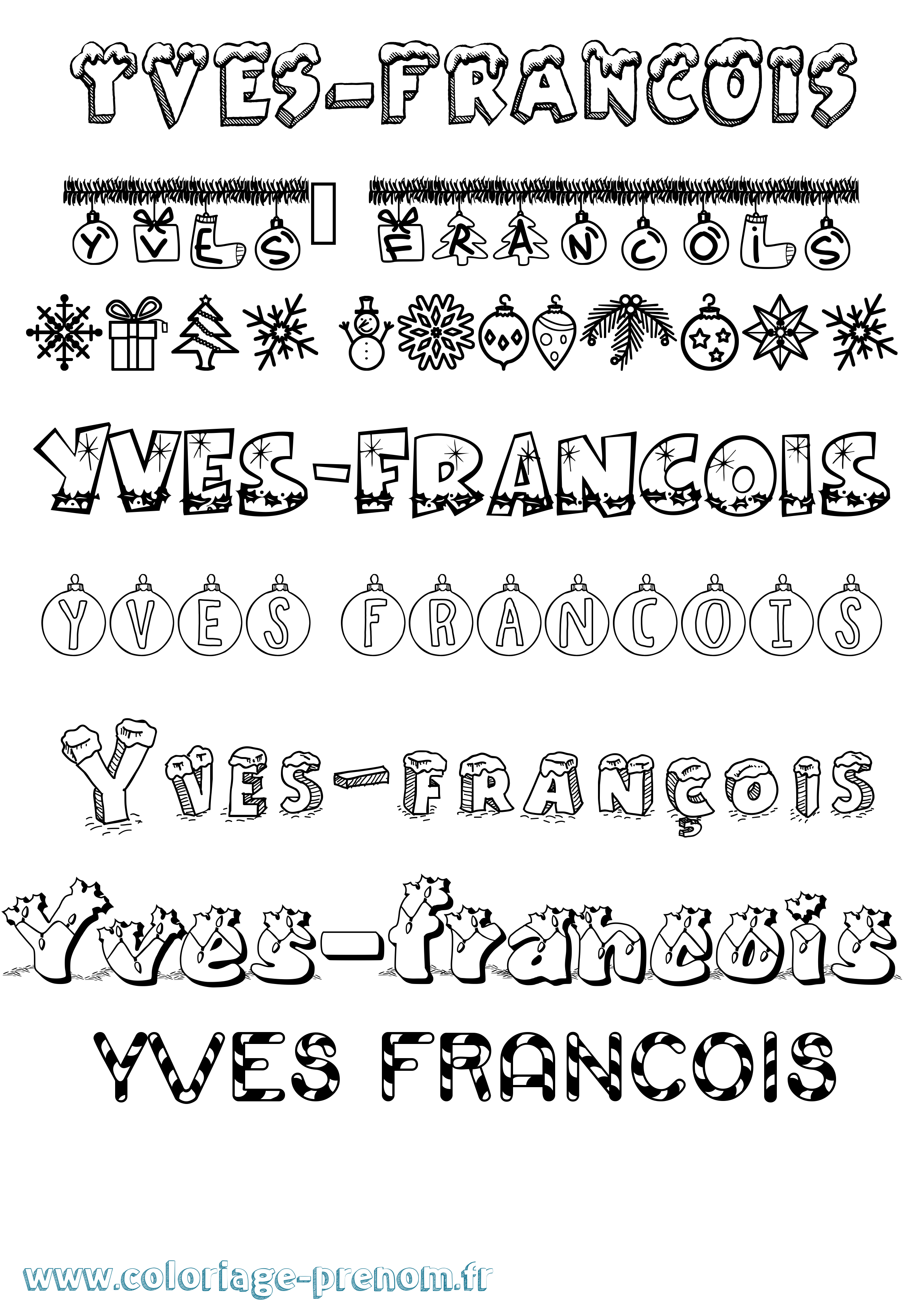 Coloriage Yves-François Noël Coloriage prénom Yves-François Noël