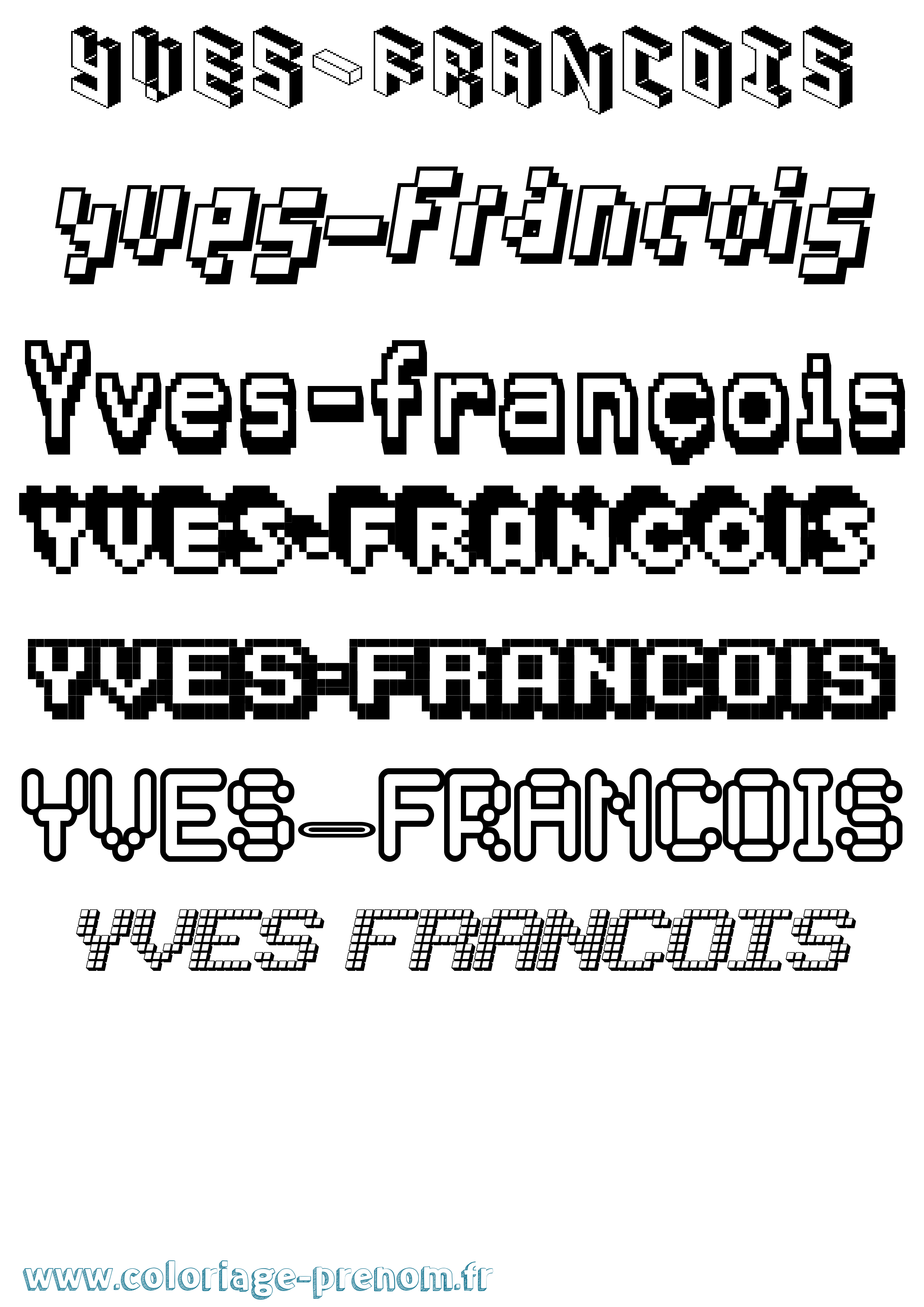 Coloriage Yves-François Pixel Coloriage prénom Yves-François Pixel