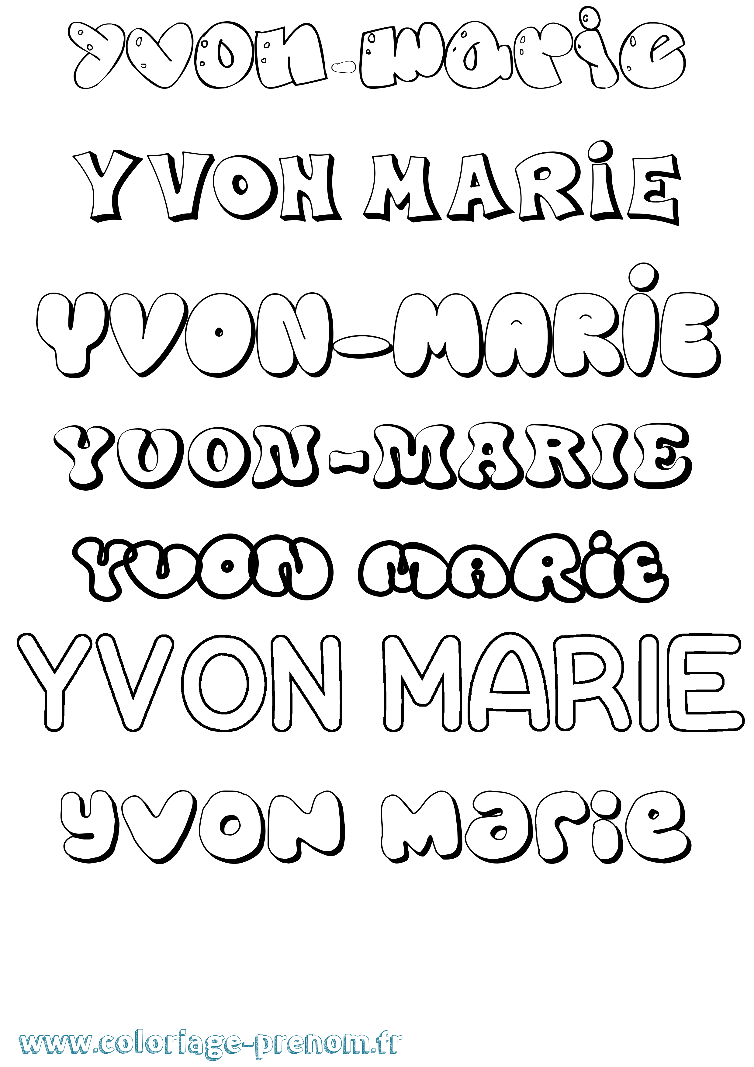 Coloriage Yvon-Marie Bubble Coloriage prénom Yvon-Marie Bubble