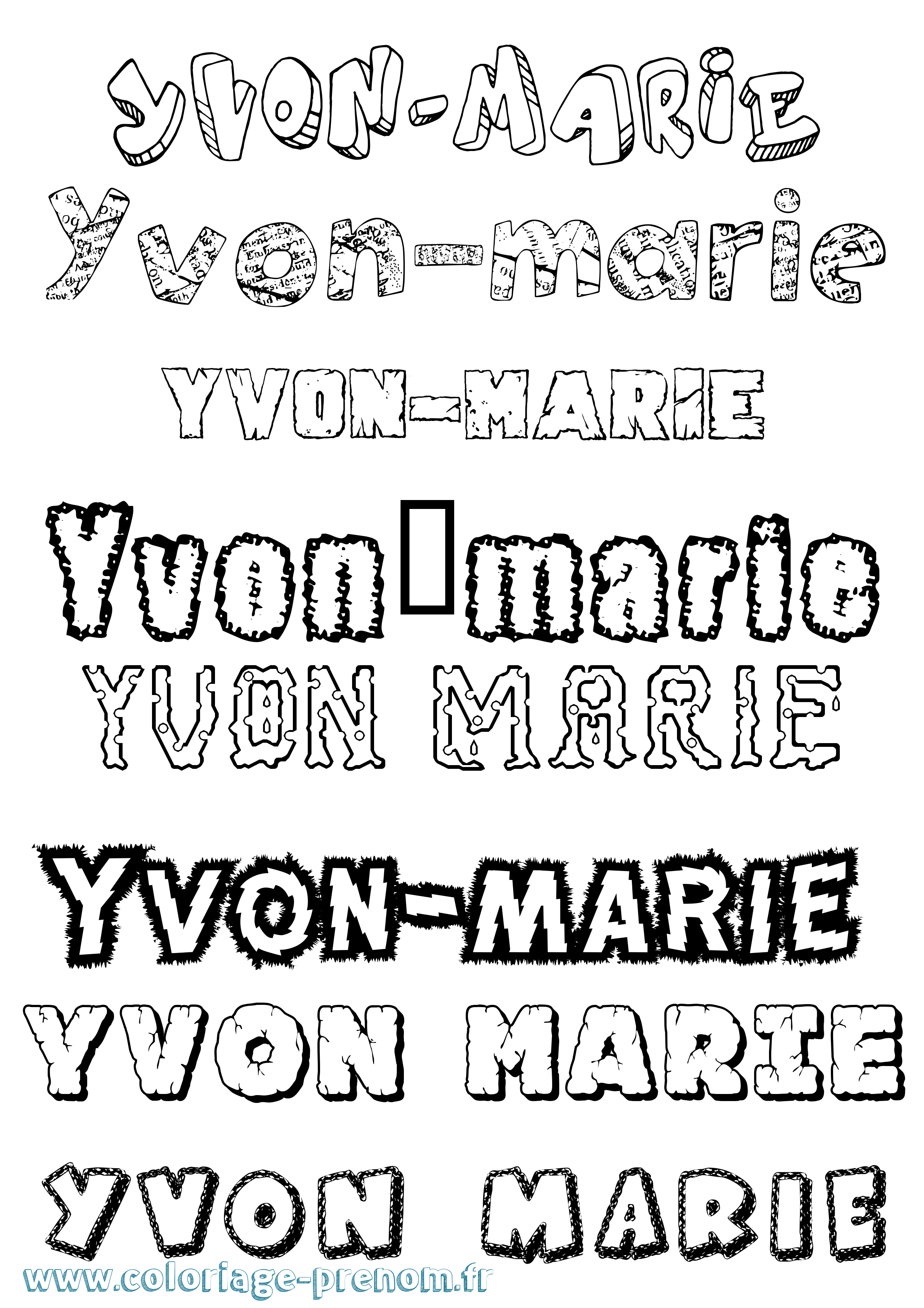 Coloriage Yvon-Marie Destructuré Coloriage prénom Yvon-Marie Destructuré