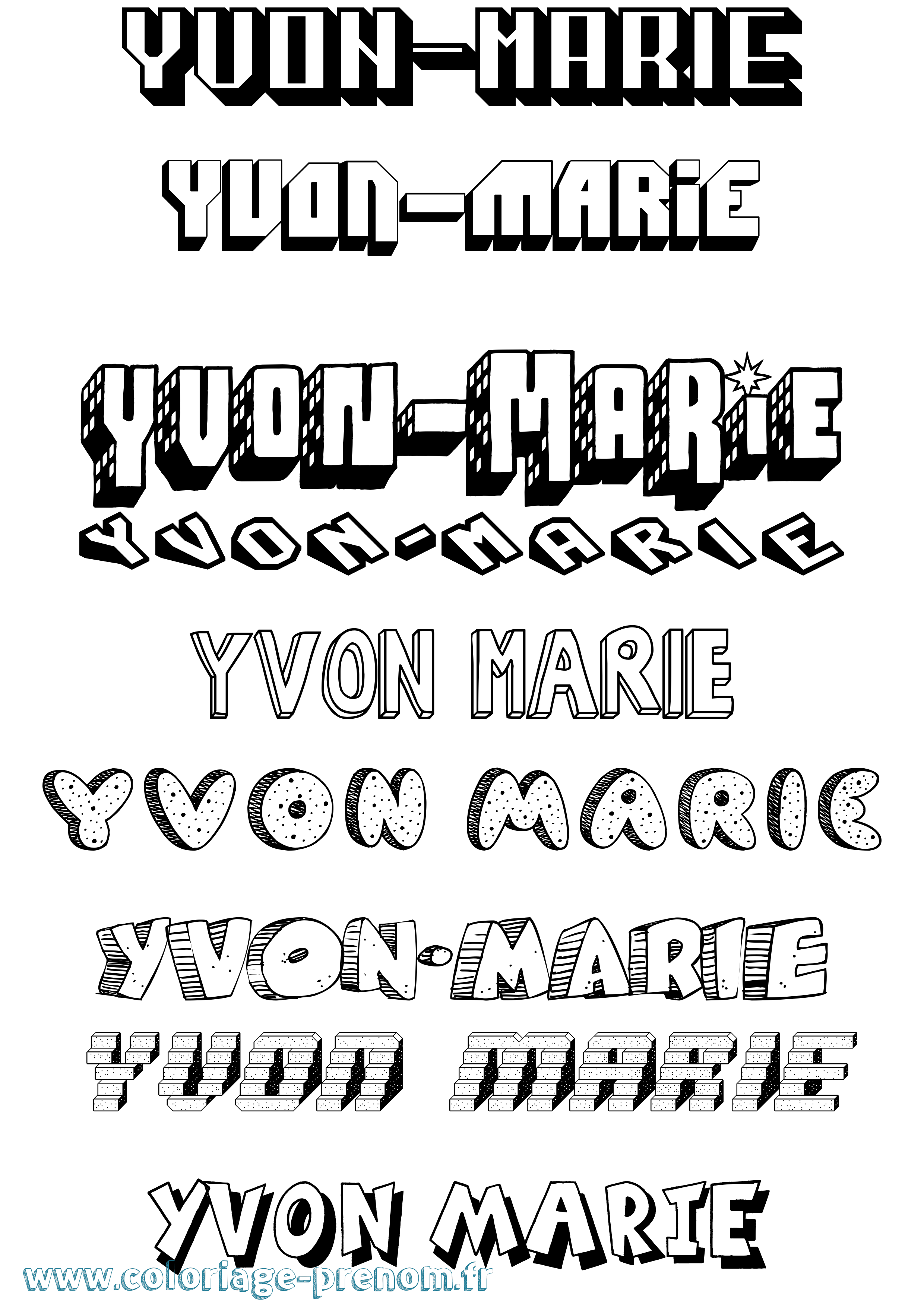 Coloriage Yvon-Marie Effet 3D Coloriage prénom Yvon-Marie Effet 3D
