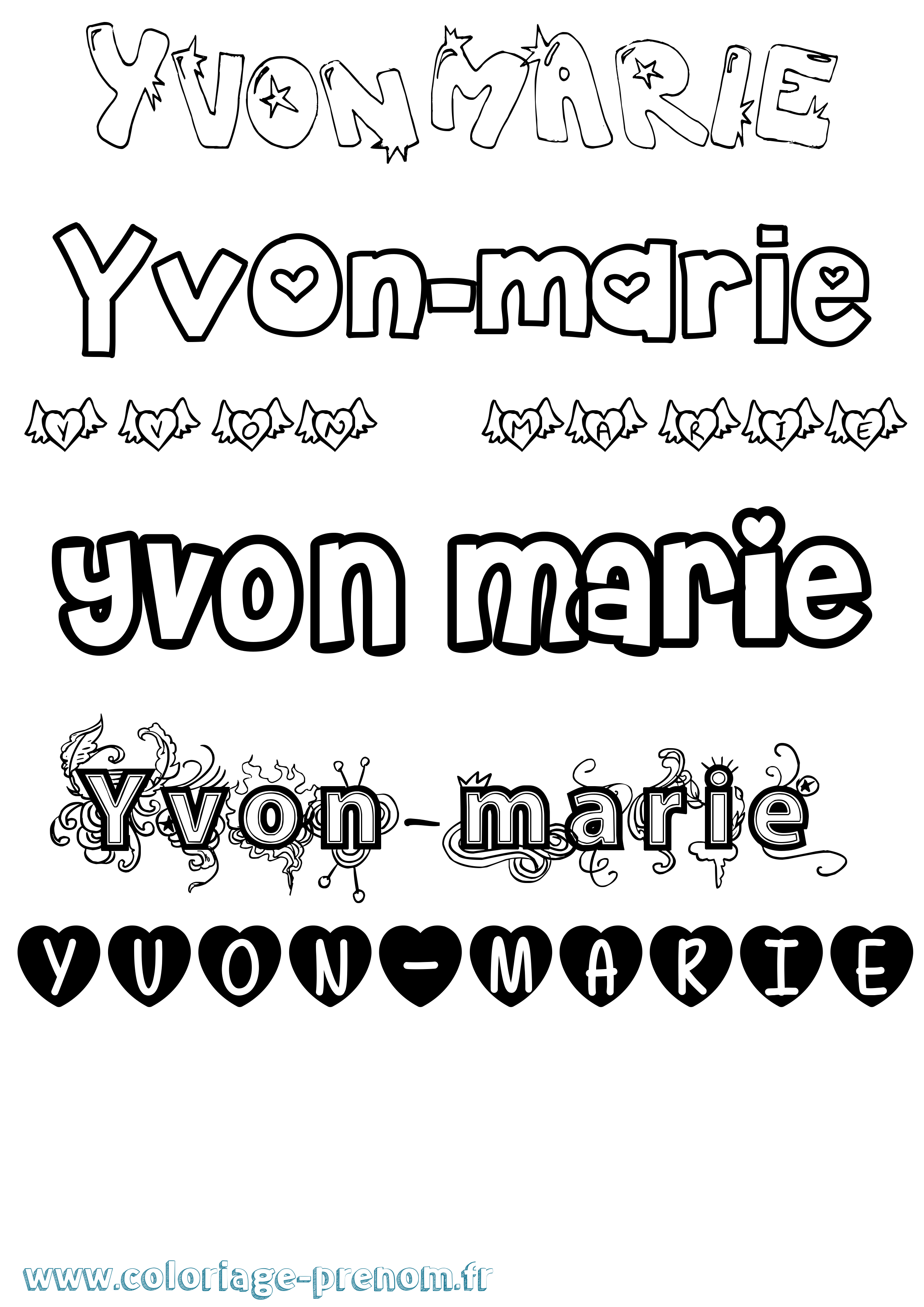 Coloriage Yvon-Marie Girly Coloriage prénom Yvon-Marie Girly