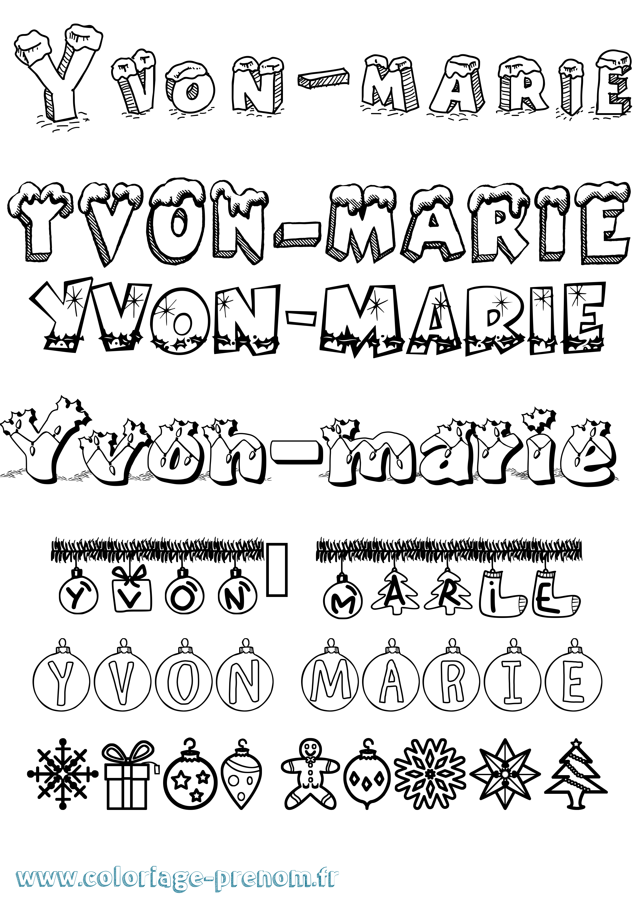 Coloriage Yvon-Marie Noël Coloriage prénom Yvon-Marie Noël