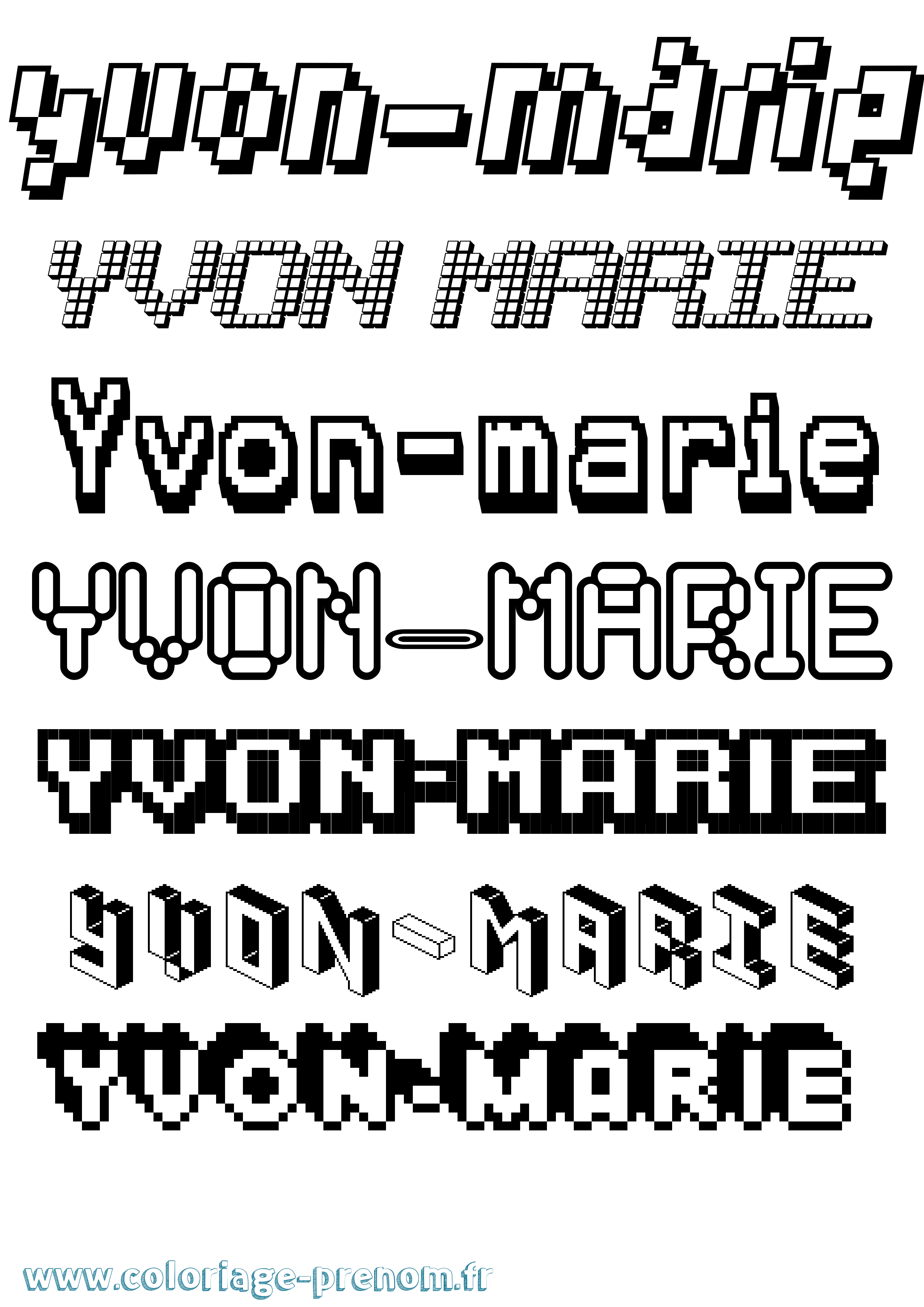 Coloriage Yvon-Marie Pixel Coloriage prénom Yvon-Marie Pixel