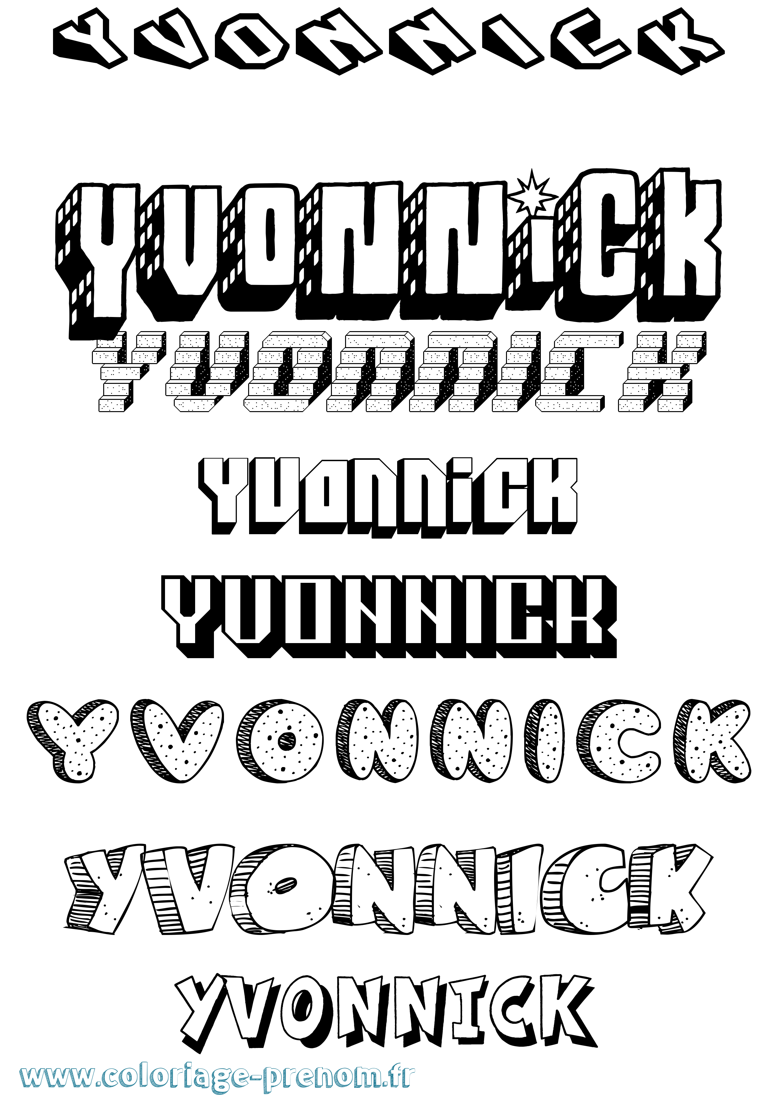 Coloriage Yvonnick Effet 3D Coloriage prénom Yvonnick Effet 3D