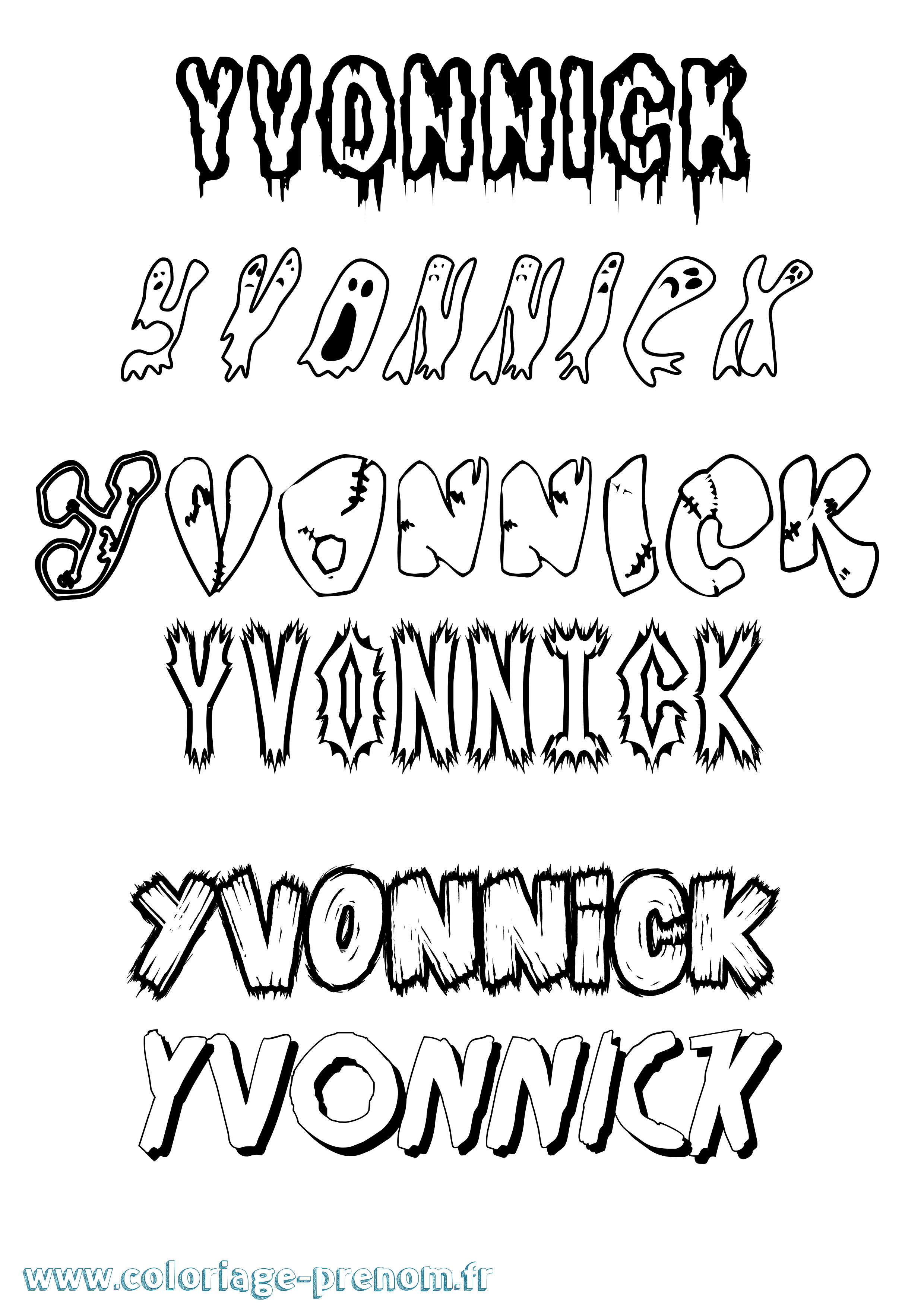 Coloriage Yvonnick Frisson Coloriage prénom Yvonnick Frisson