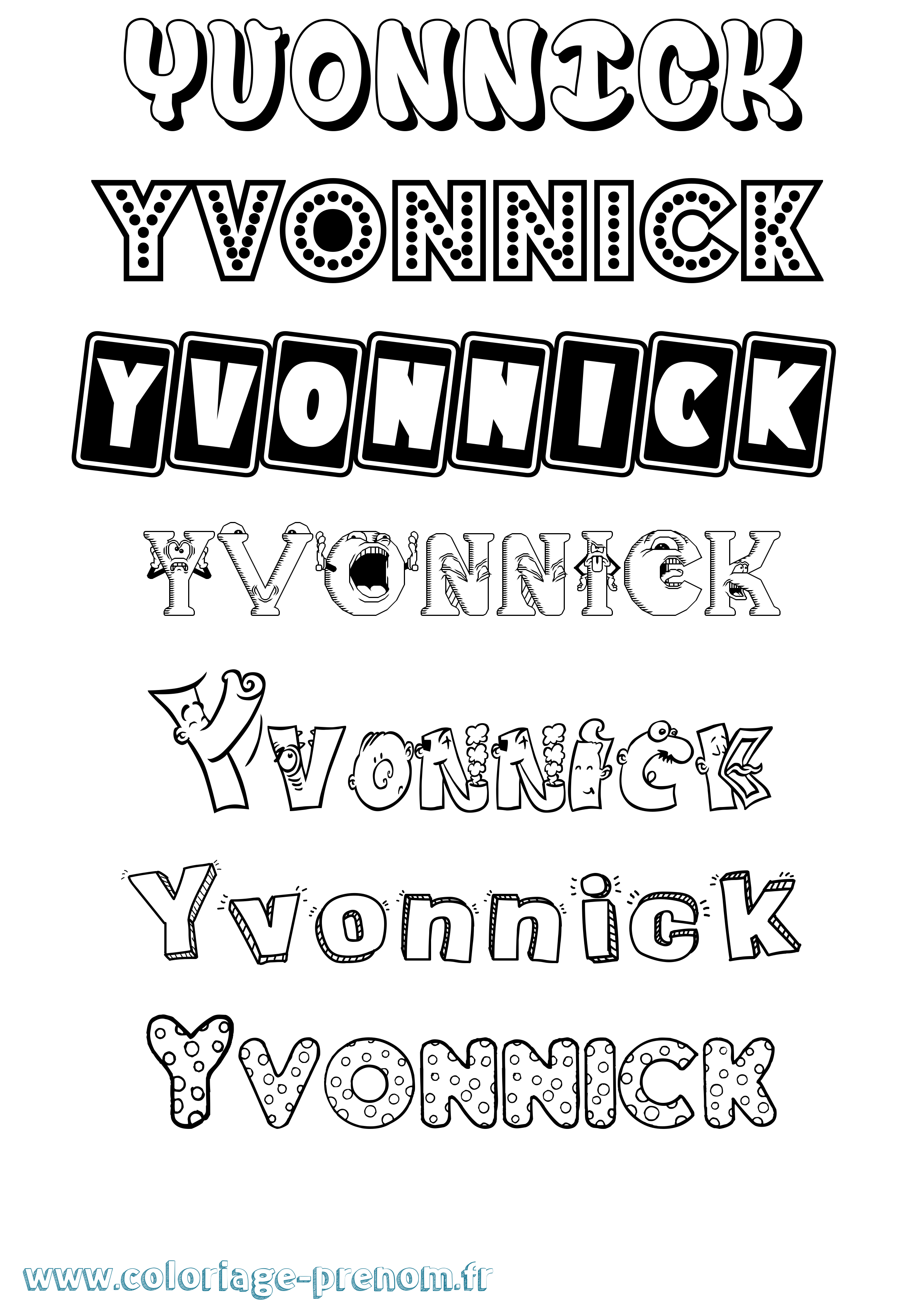 Coloriage Yvonnick Fun Coloriage prénom Yvonnick Fun