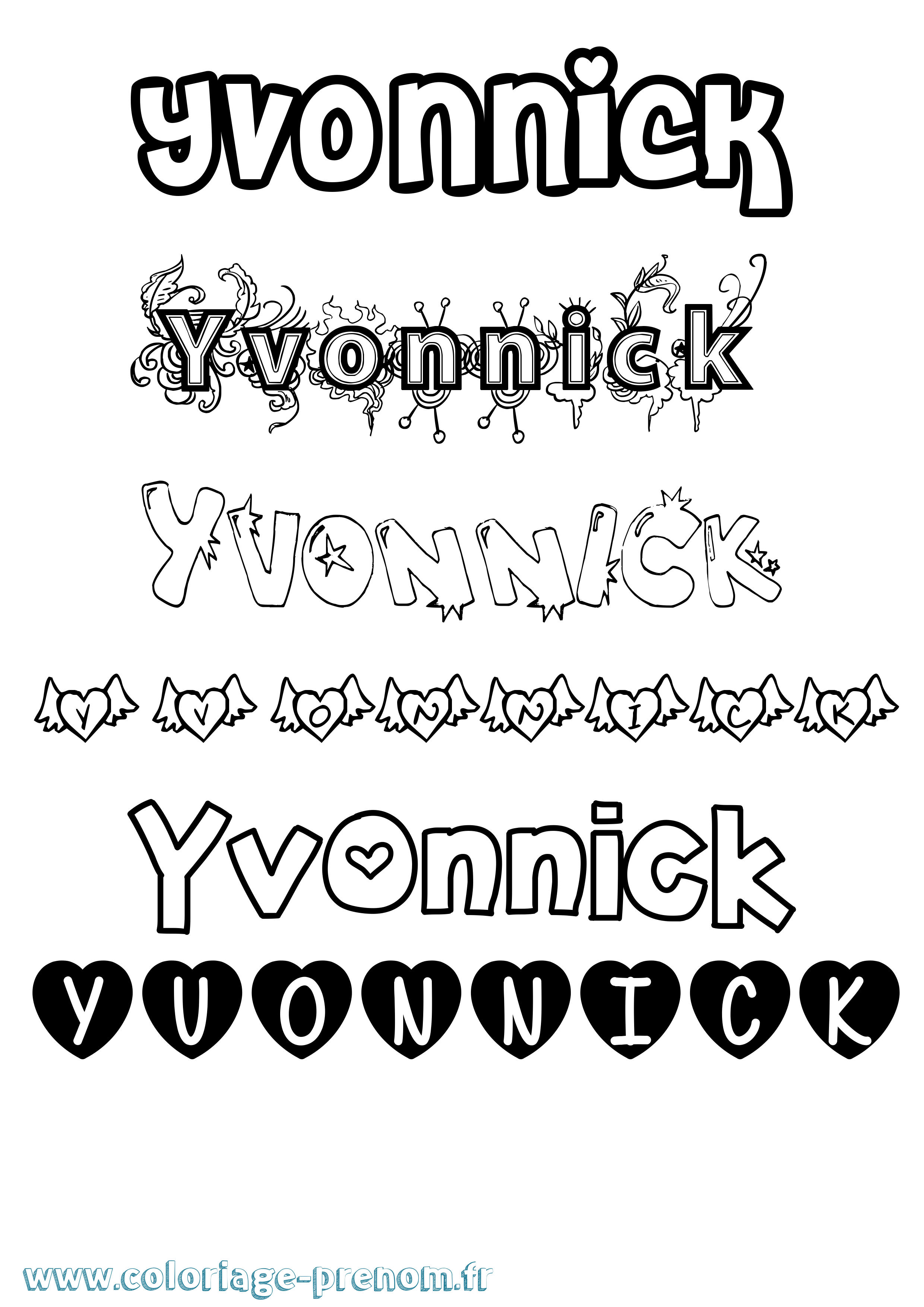 Coloriage Yvonnick Girly Coloriage prénom Yvonnick Girly