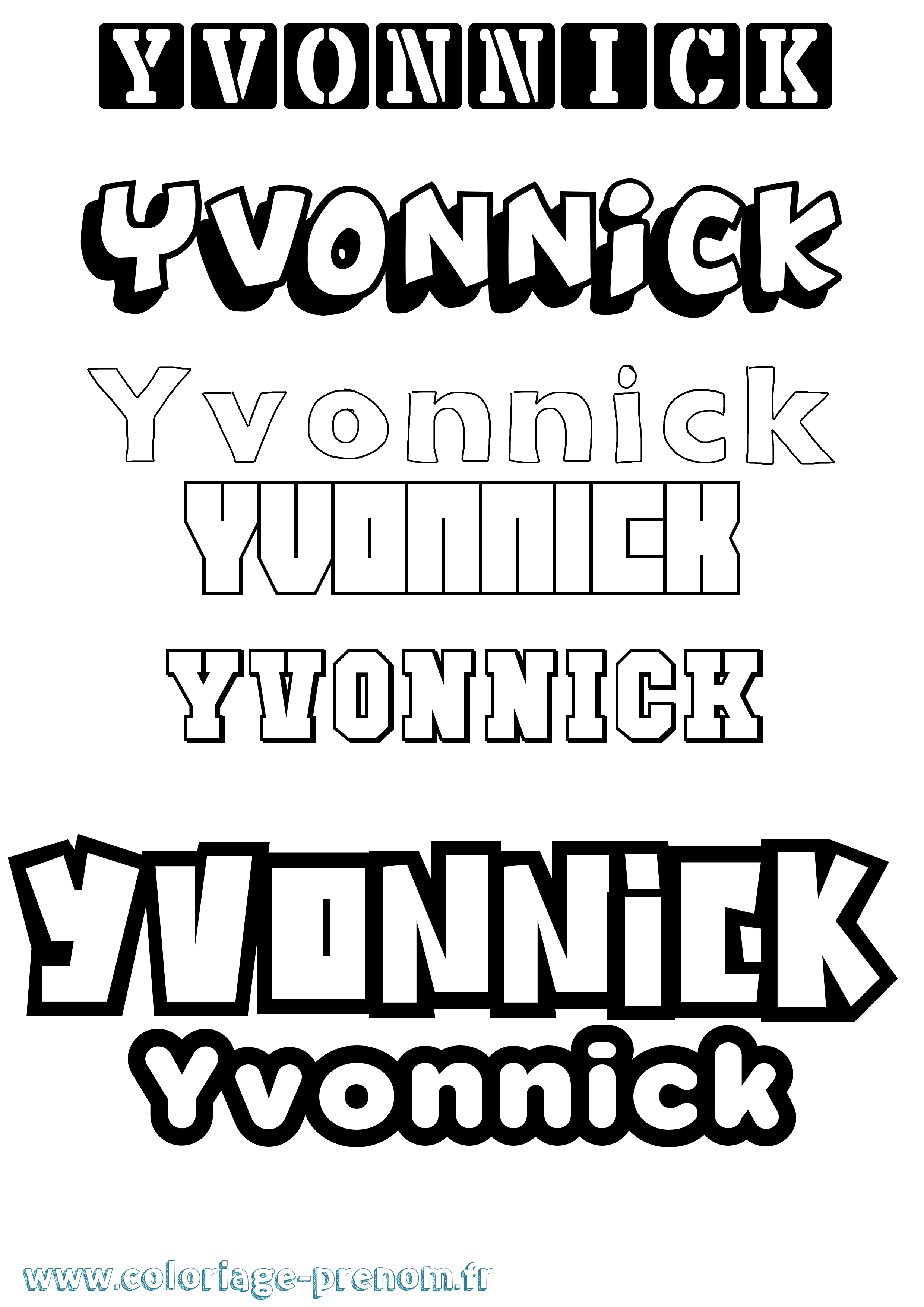 Coloriage Yvonnick Simple Coloriage prénom Yvonnick Simple