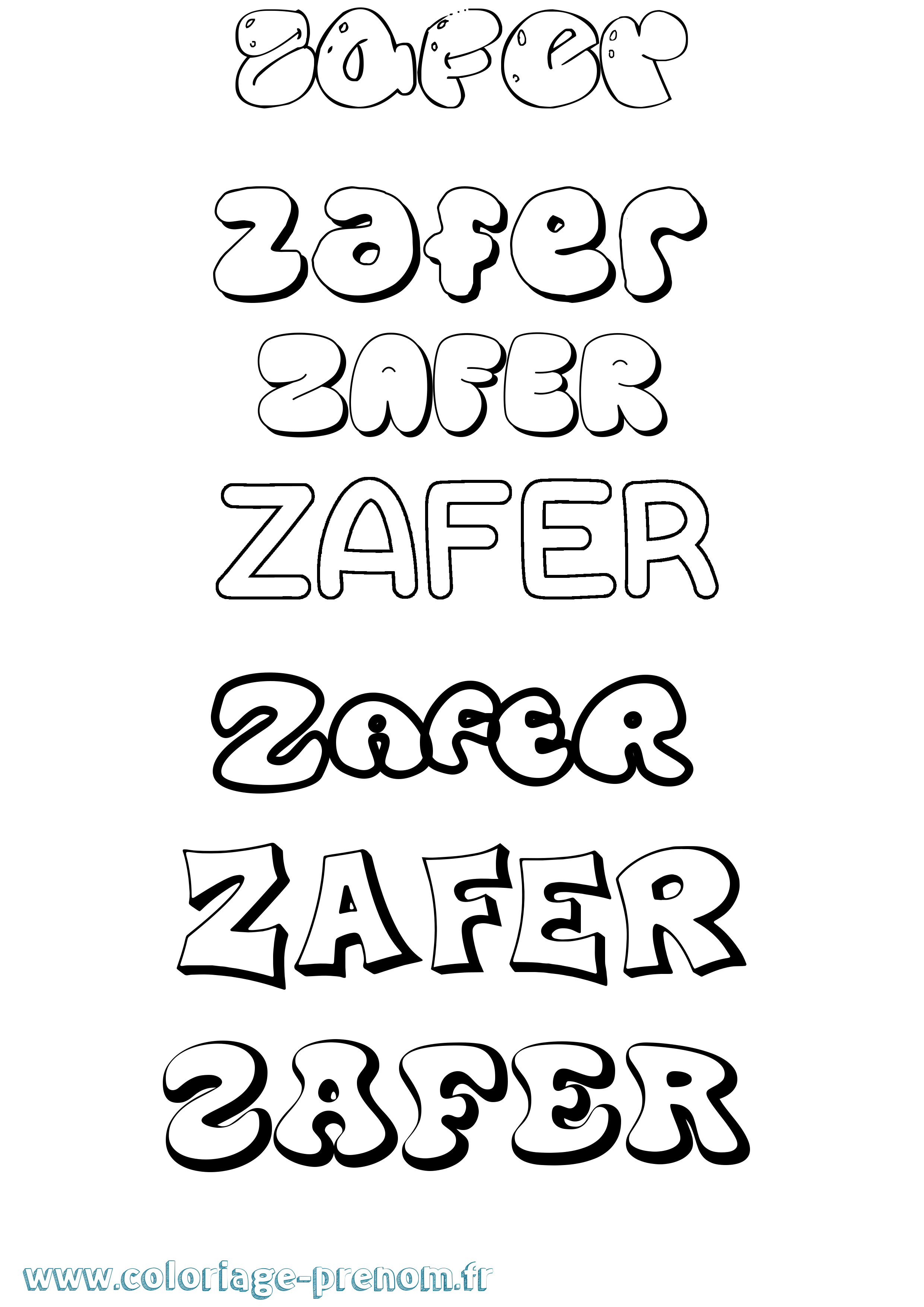 Coloriage Zafer Bubble Coloriage prénom Zafer Bubble