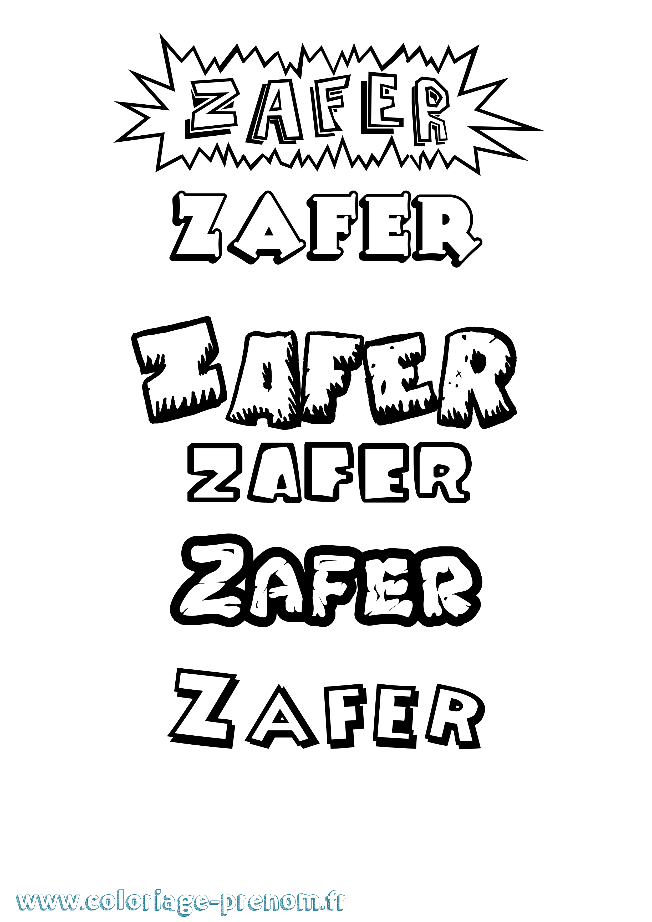 Coloriage Zafer Dessin Animé Coloriage prénom Zafer Dessin Animé
