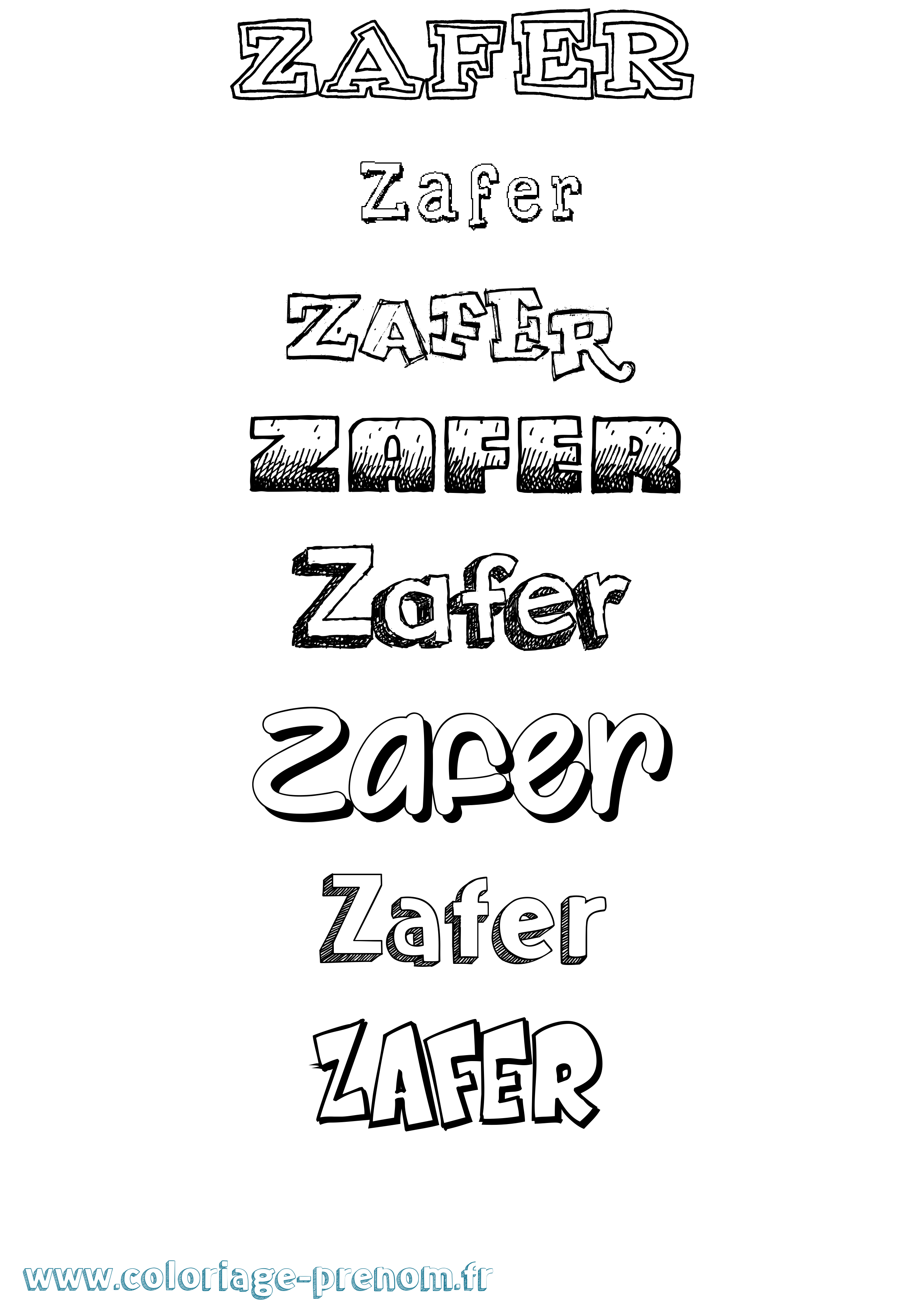 Coloriage Zafer Dessiné Coloriage prénom Zafer Dessiné