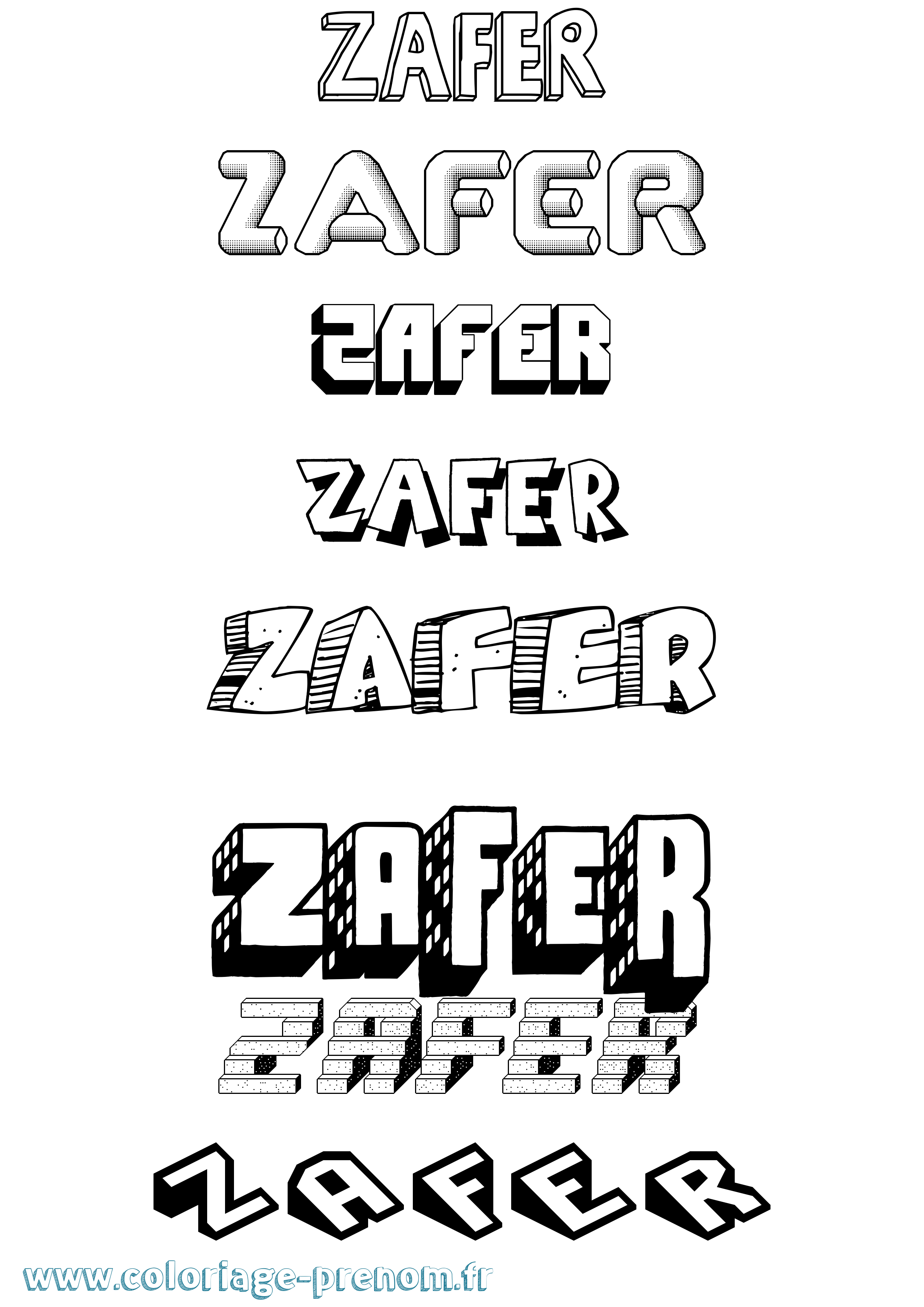 Coloriage Zafer Effet 3D Coloriage prénom Zafer Effet 3D