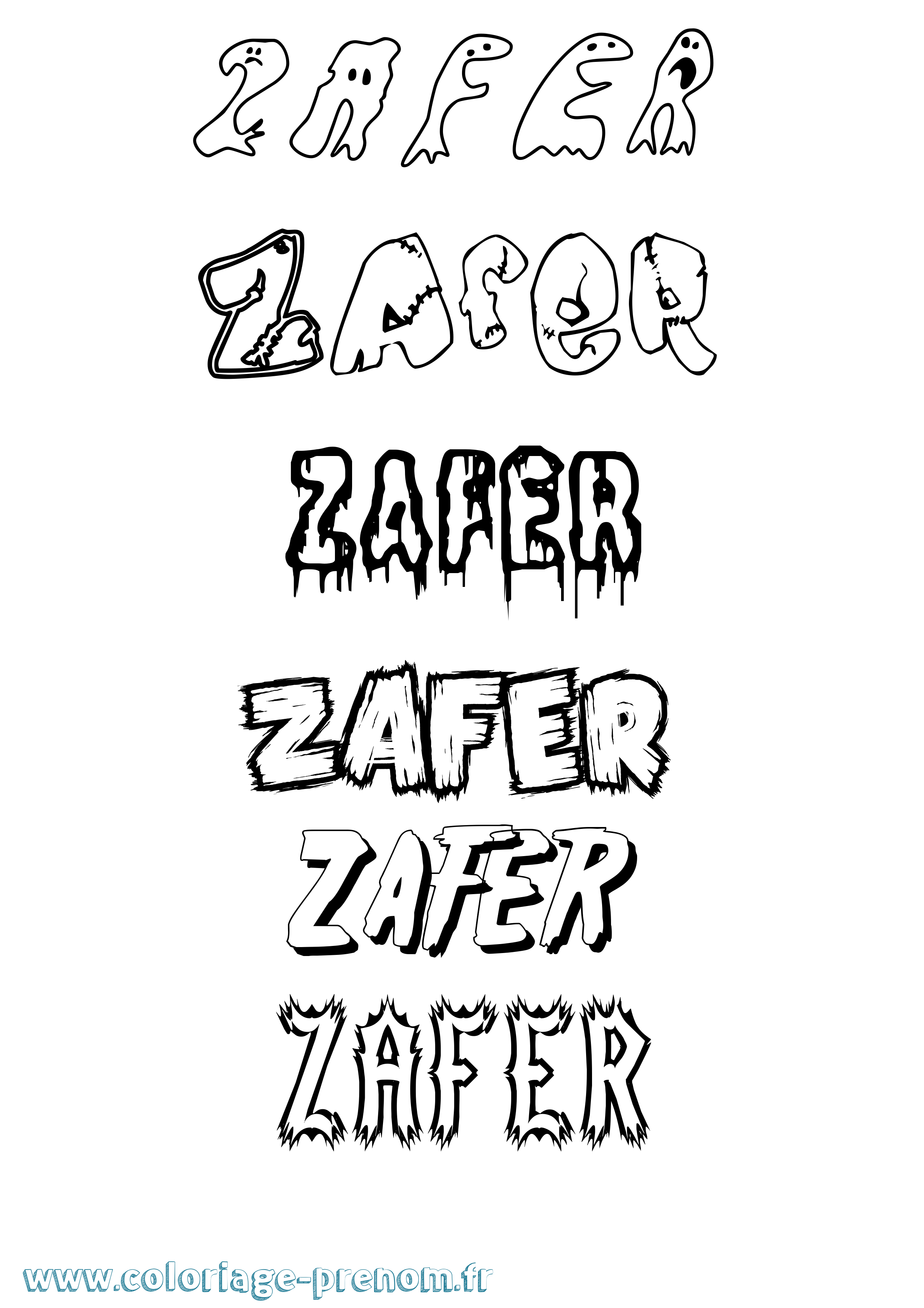 Coloriage Zafer Frisson Coloriage prénom Zafer Frisson