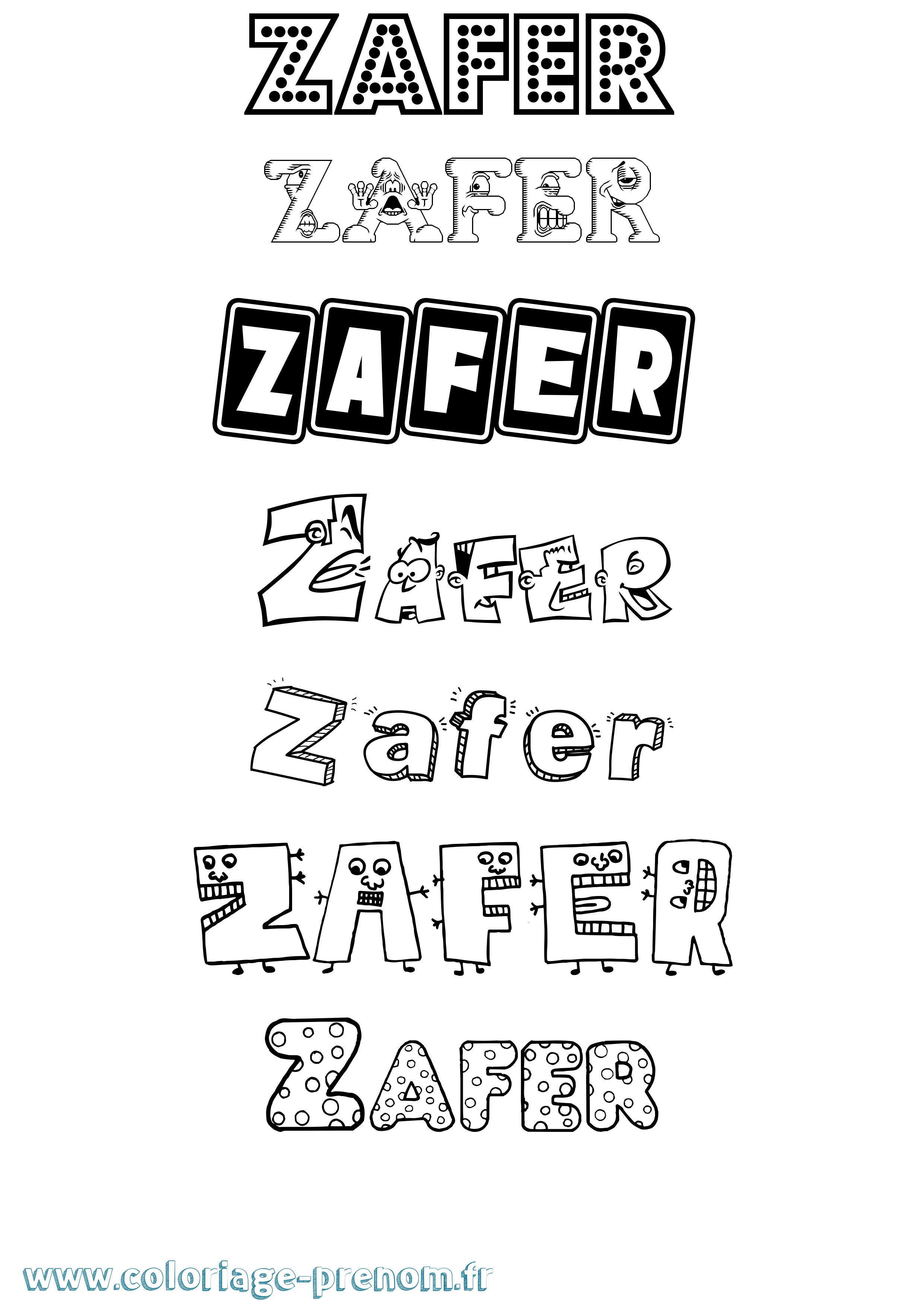 Coloriage Zafer Fun Coloriage prénom Zafer Fun