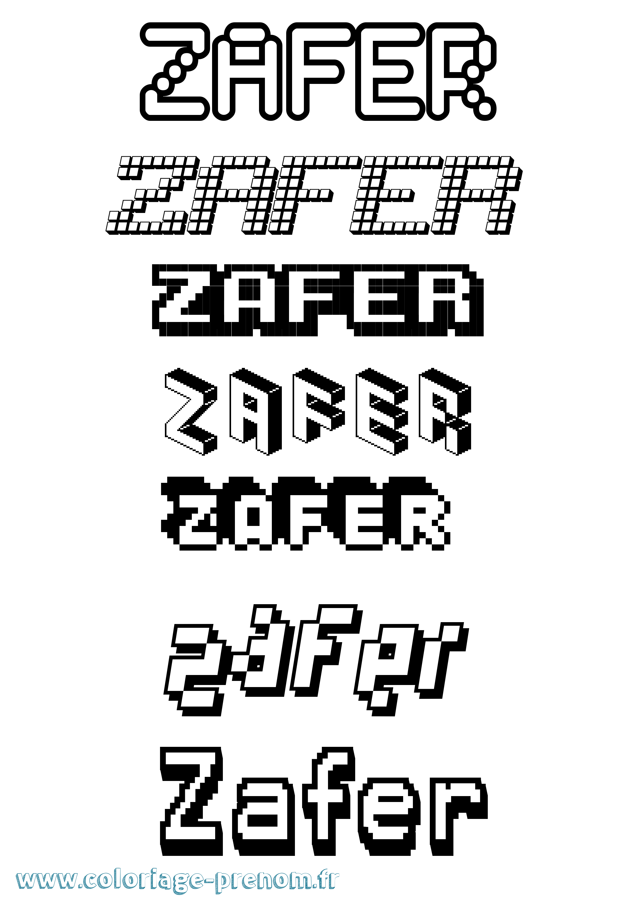 Coloriage Zafer Pixel Coloriage prénom Zafer Pixel
