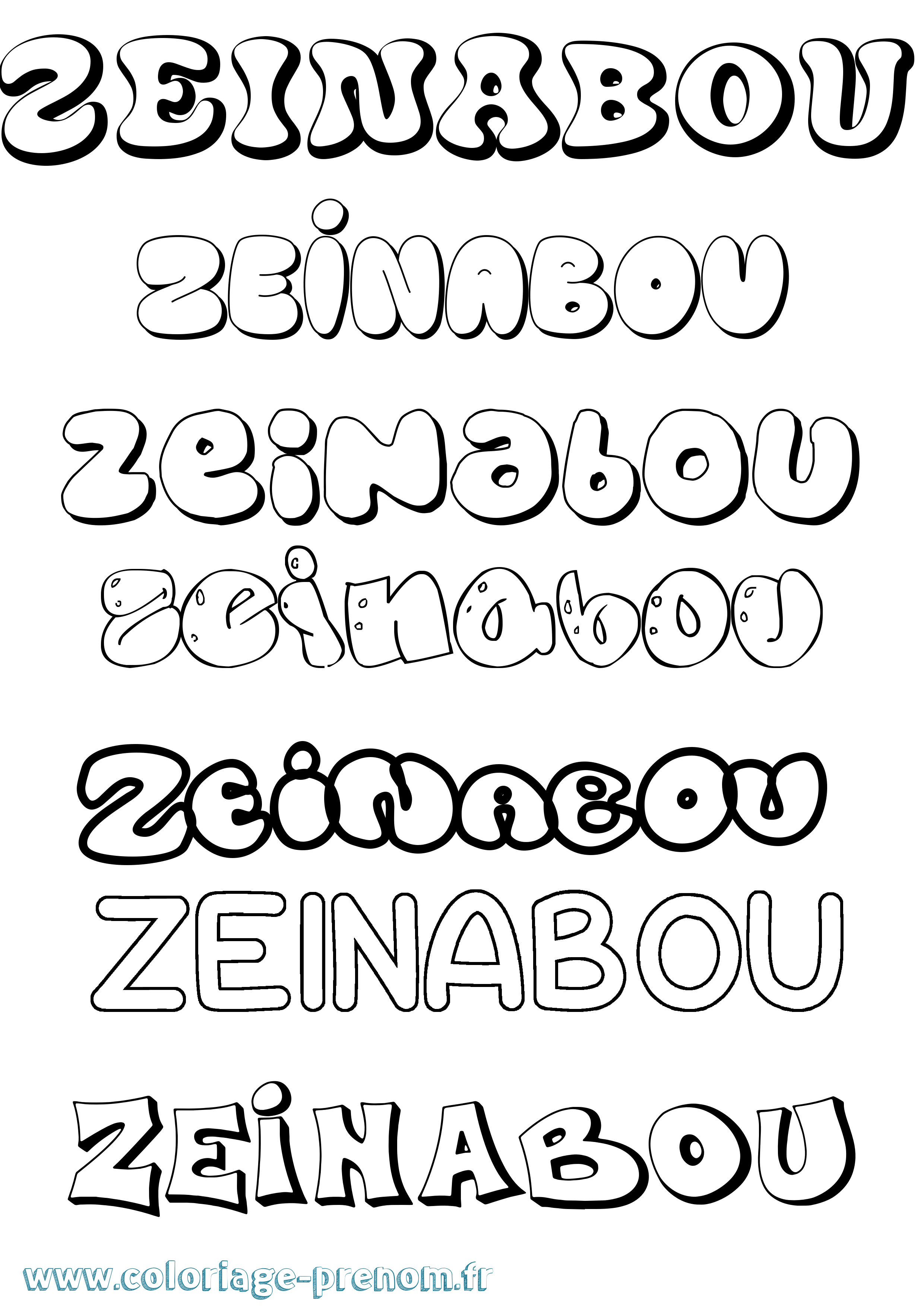 Coloriage Zeinabou Bubble Coloriage prénom Zeinabou Bubble