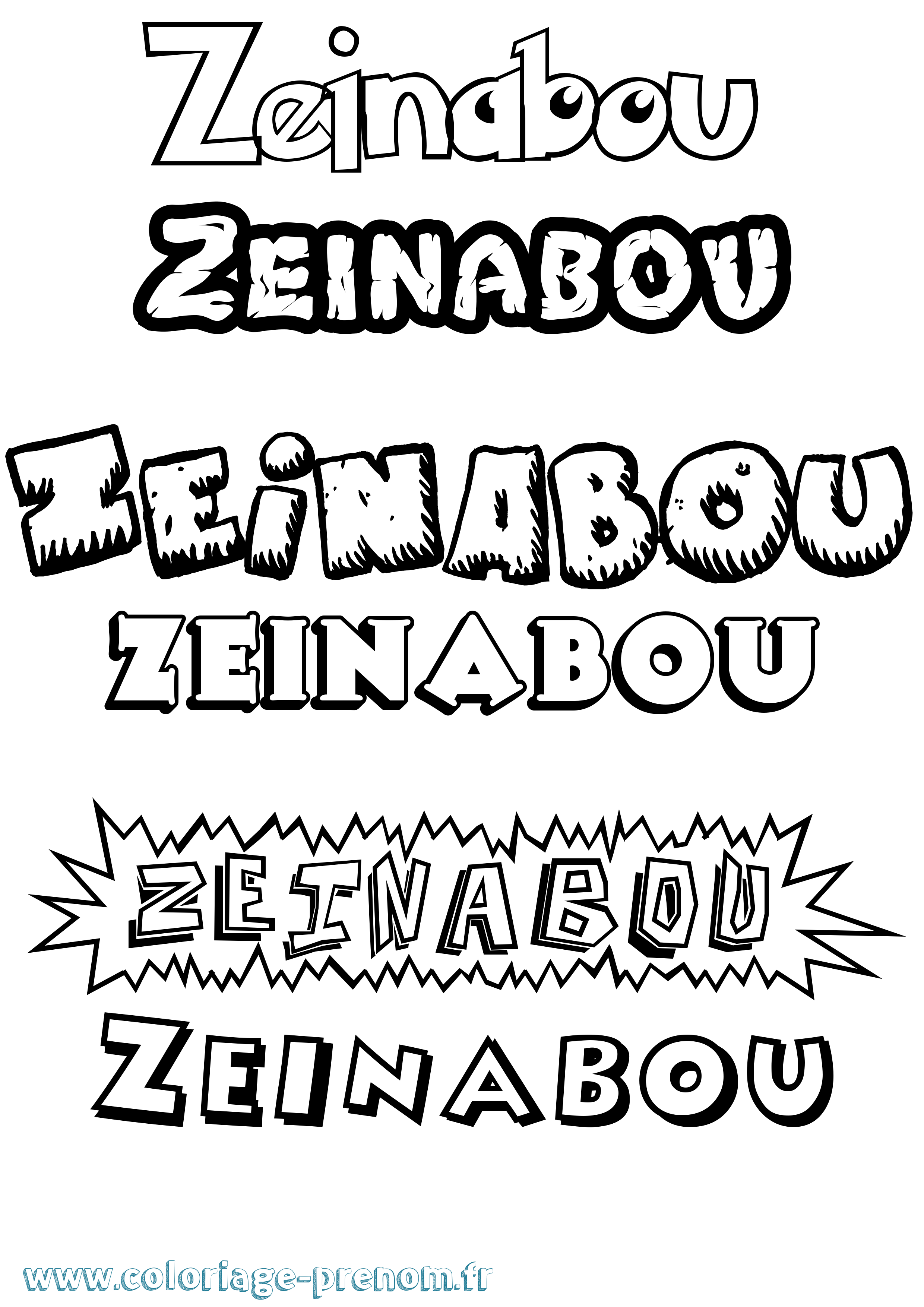 Coloriage Zeinabou Dessin Animé Coloriage prénom Zeinabou Dessin Animé