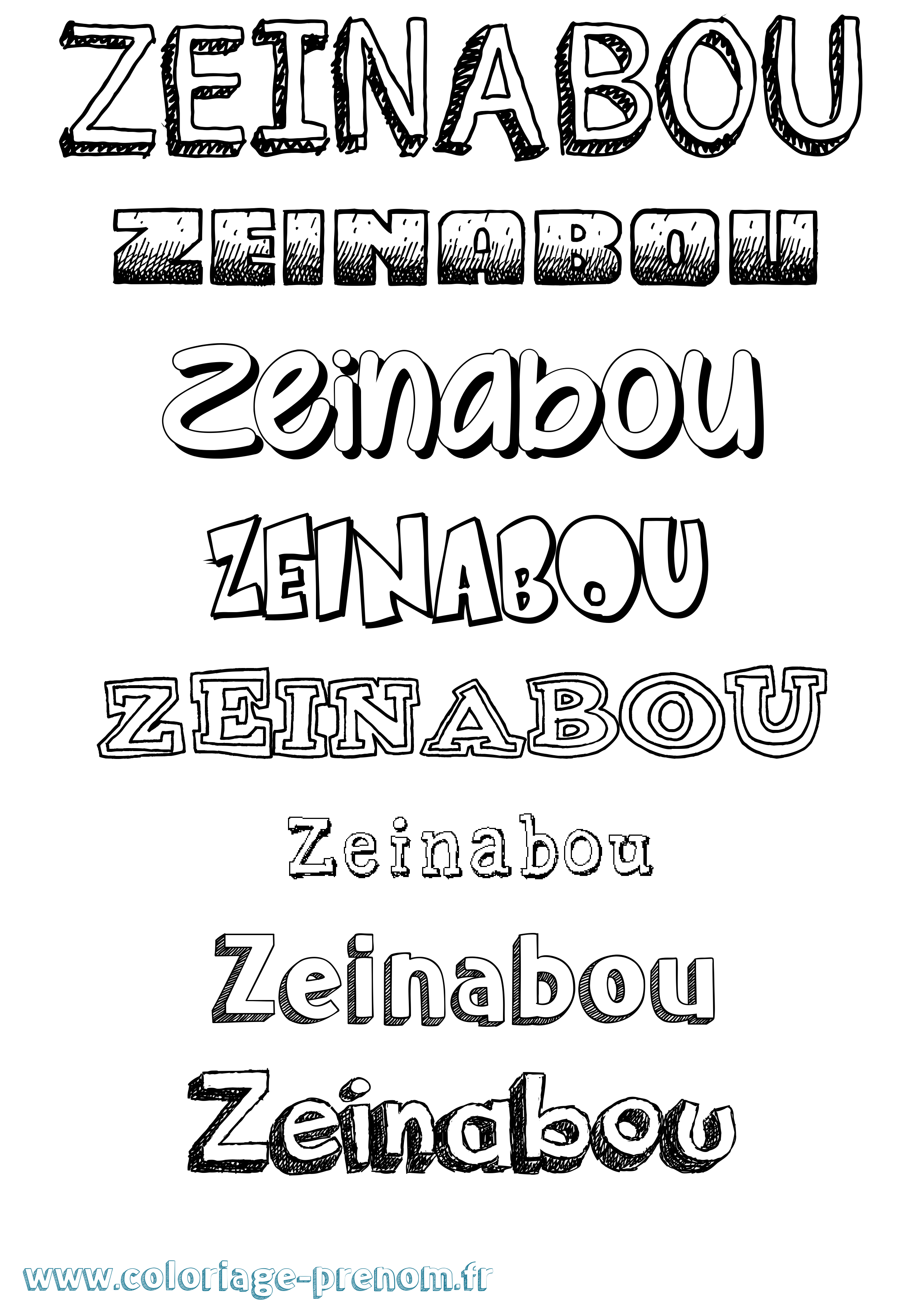 Coloriage Zeinabou Dessiné Coloriage prénom Zeinabou Dessiné
