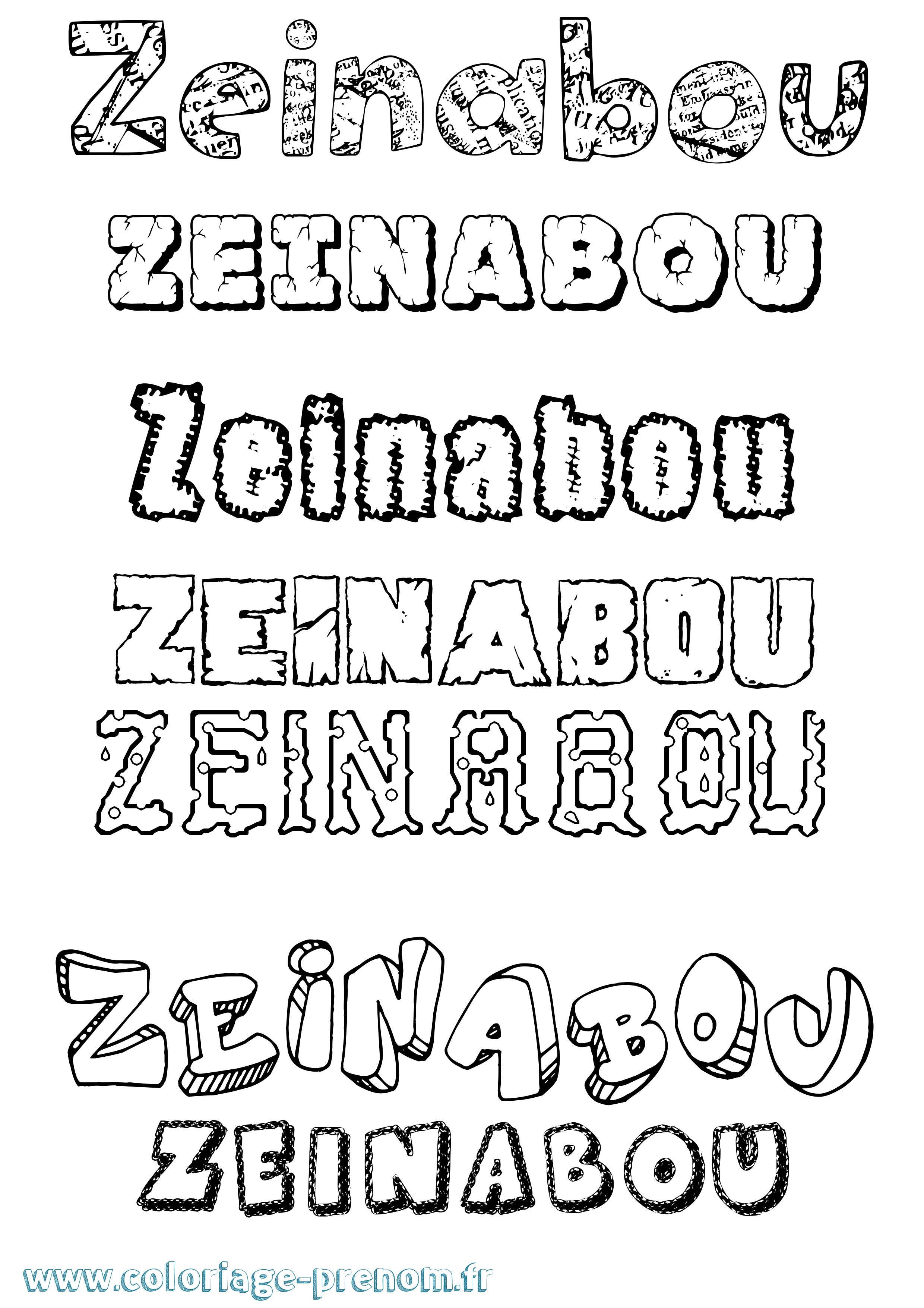 Coloriage Zeinabou Destructuré Coloriage prénom Zeinabou Destructuré