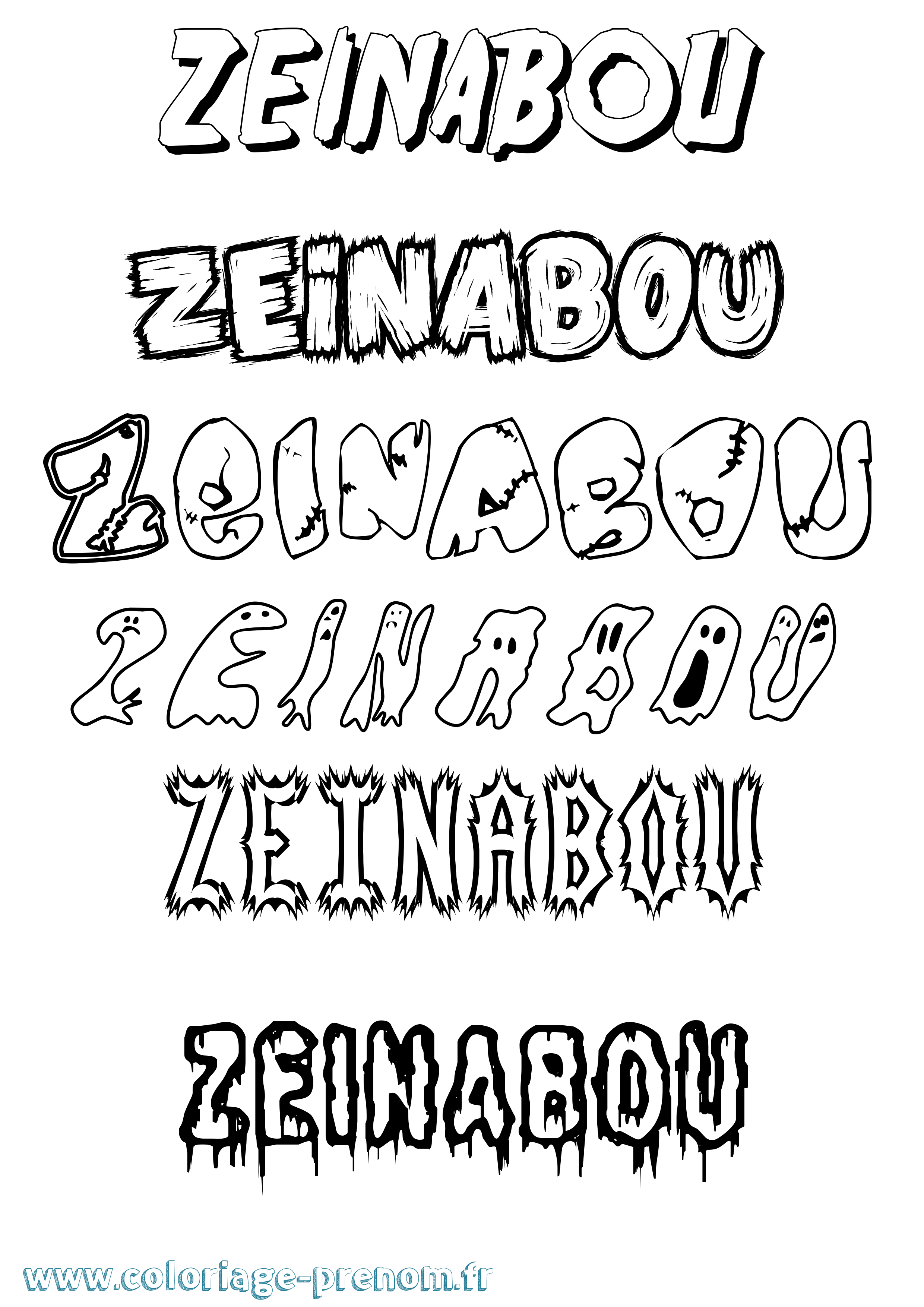 Coloriage Zeinabou Frisson Coloriage prénom Zeinabou Frisson