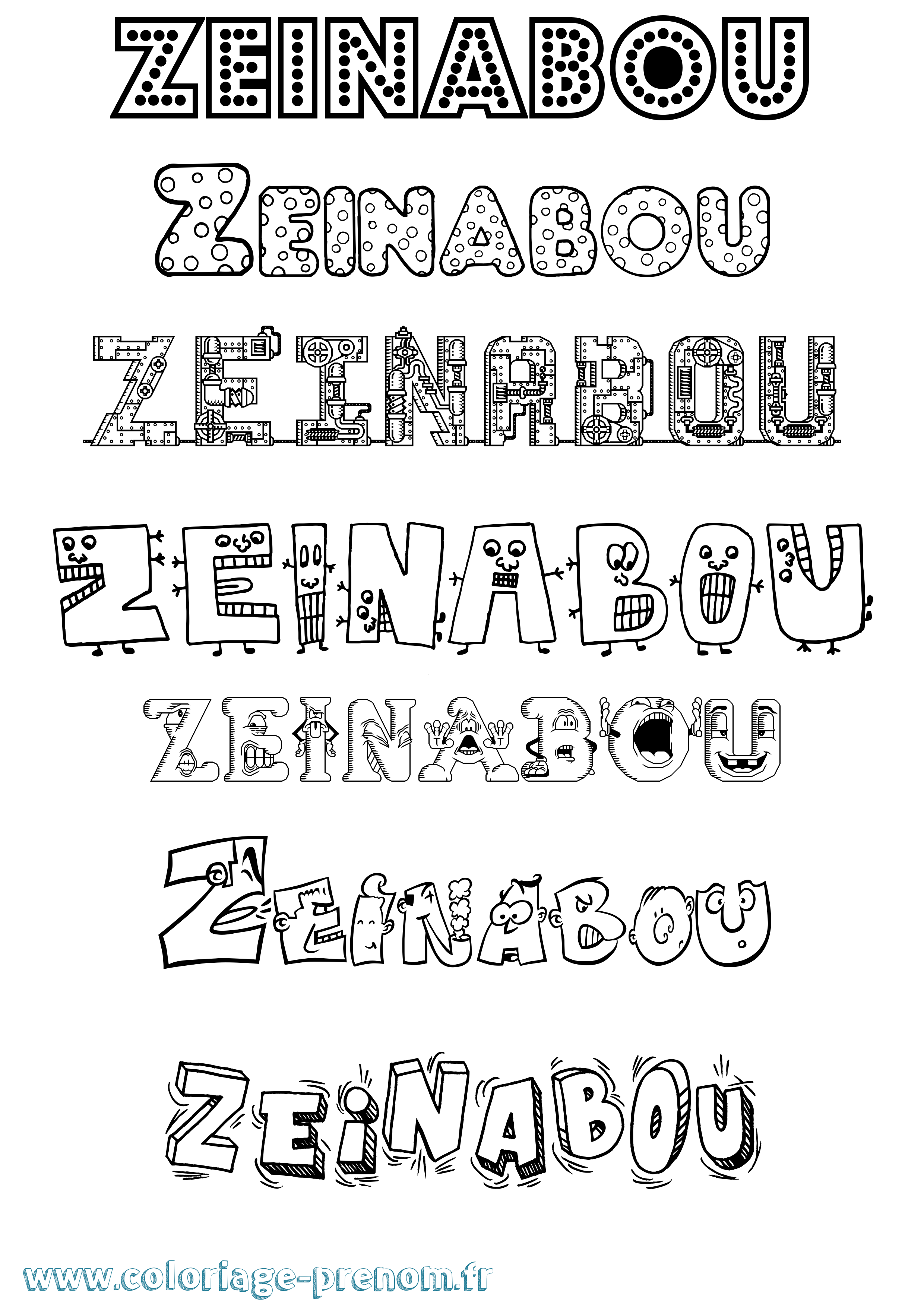 Coloriage Zeinabou Fun Coloriage prénom Zeinabou Fun