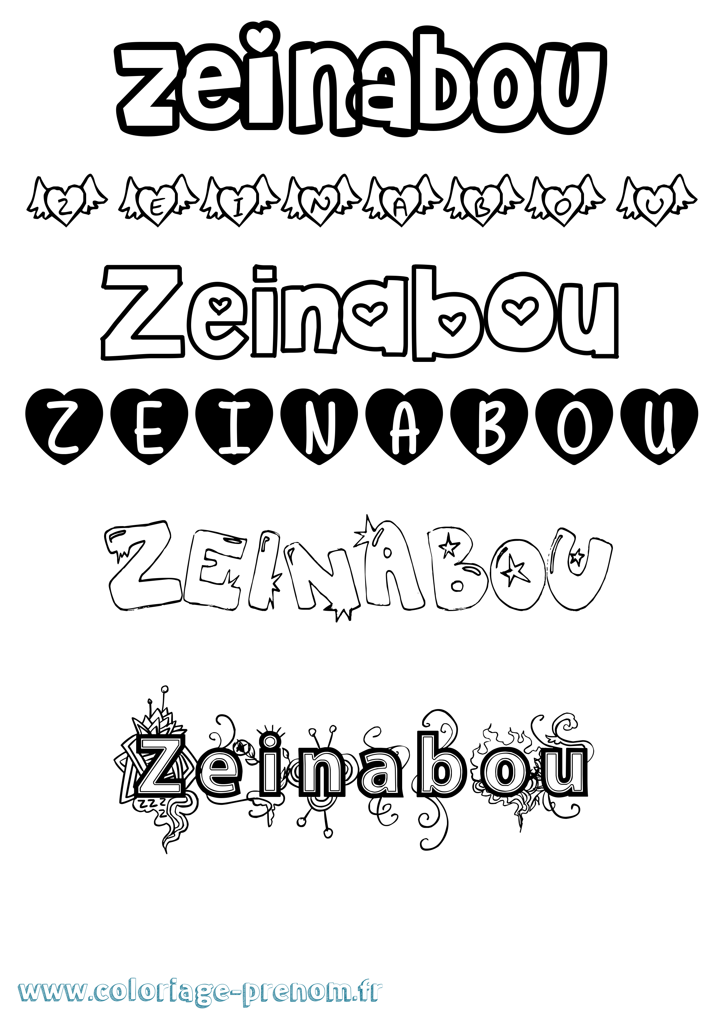 Coloriage Zeinabou Girly Coloriage prénom Zeinabou Girly