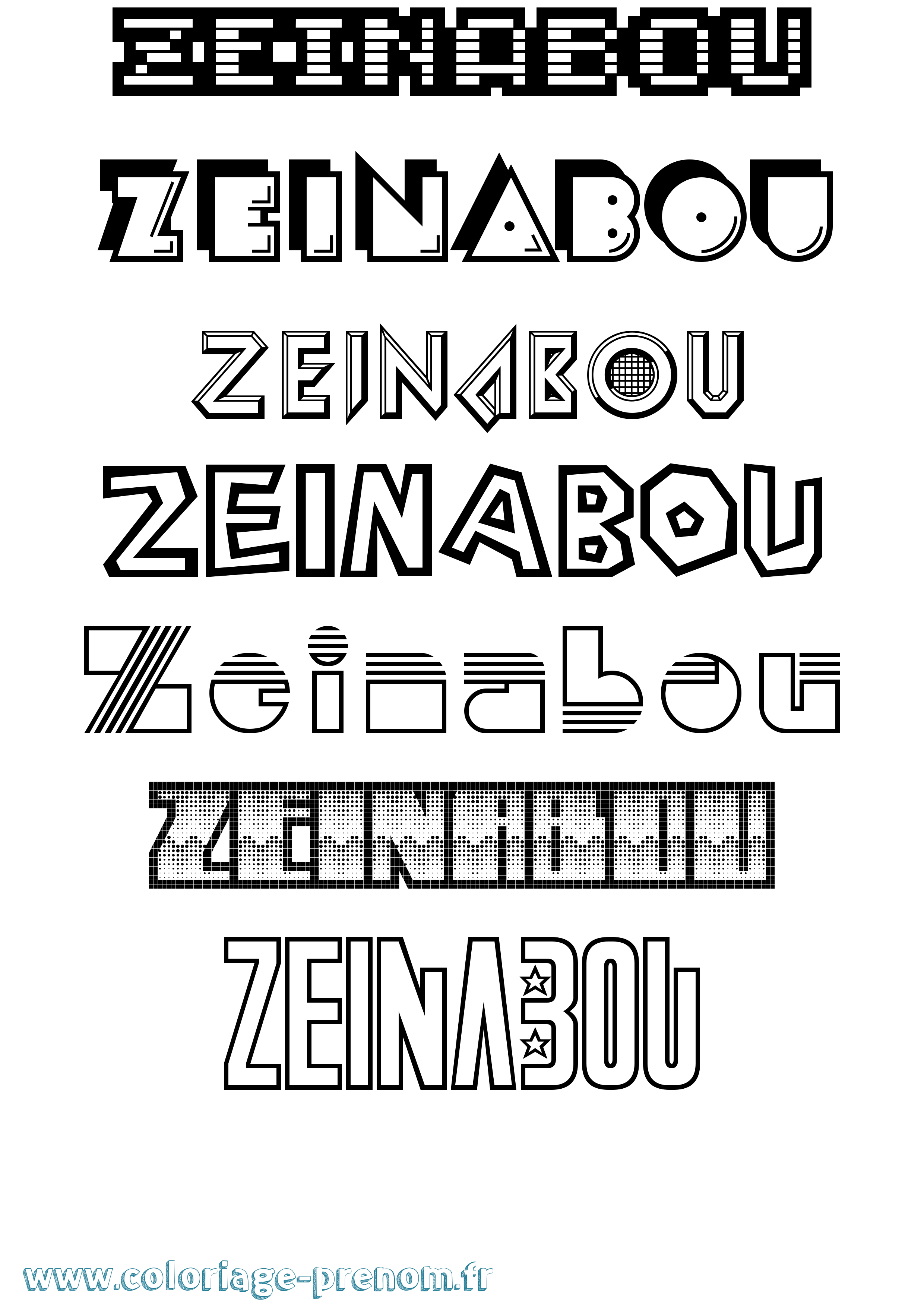 Coloriage Zeinabou Jeux Vidéos Coloriage prénom Zeinabou Jeux Vidéos