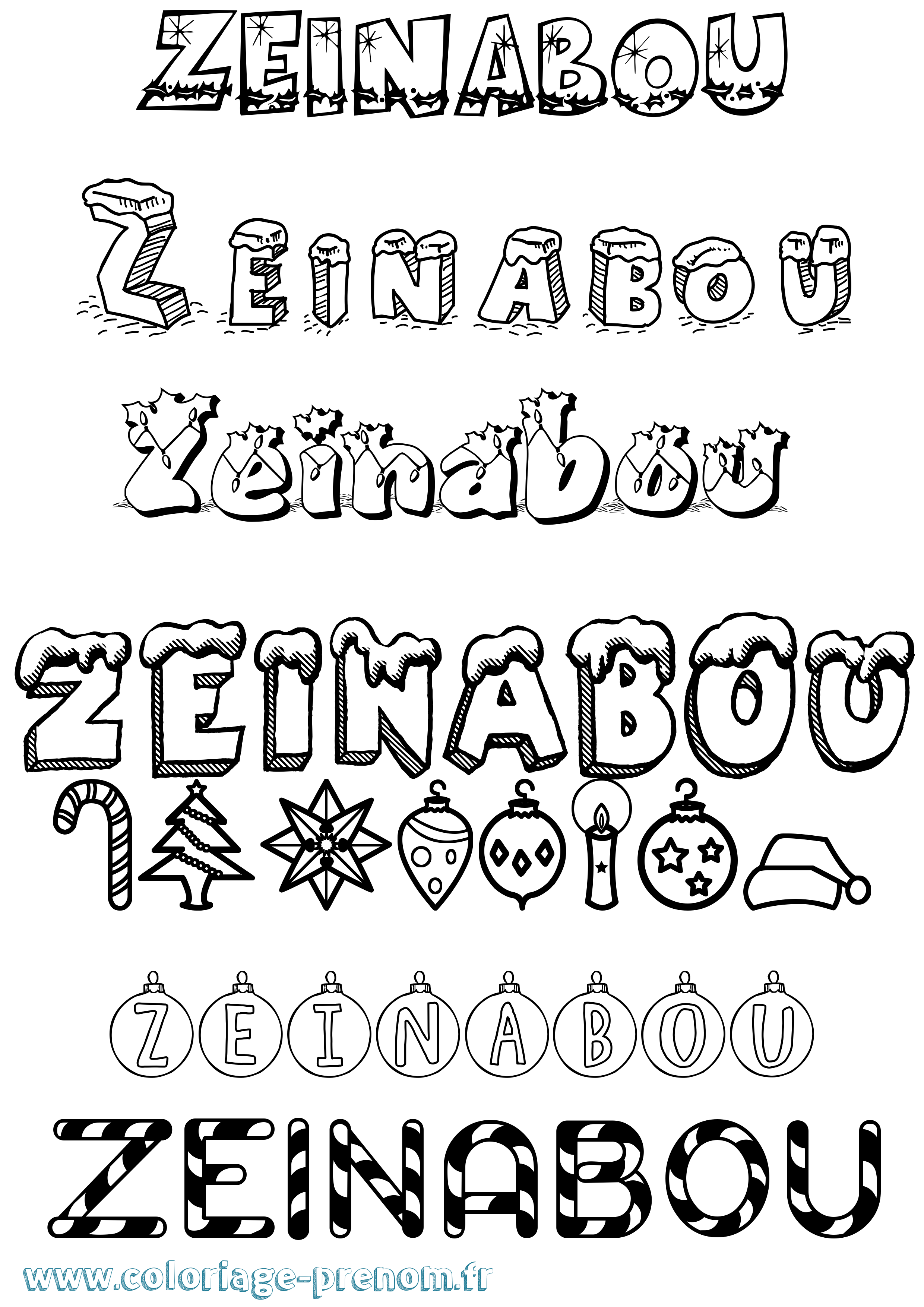 Coloriage Zeinabou Noël Coloriage prénom Zeinabou Noël