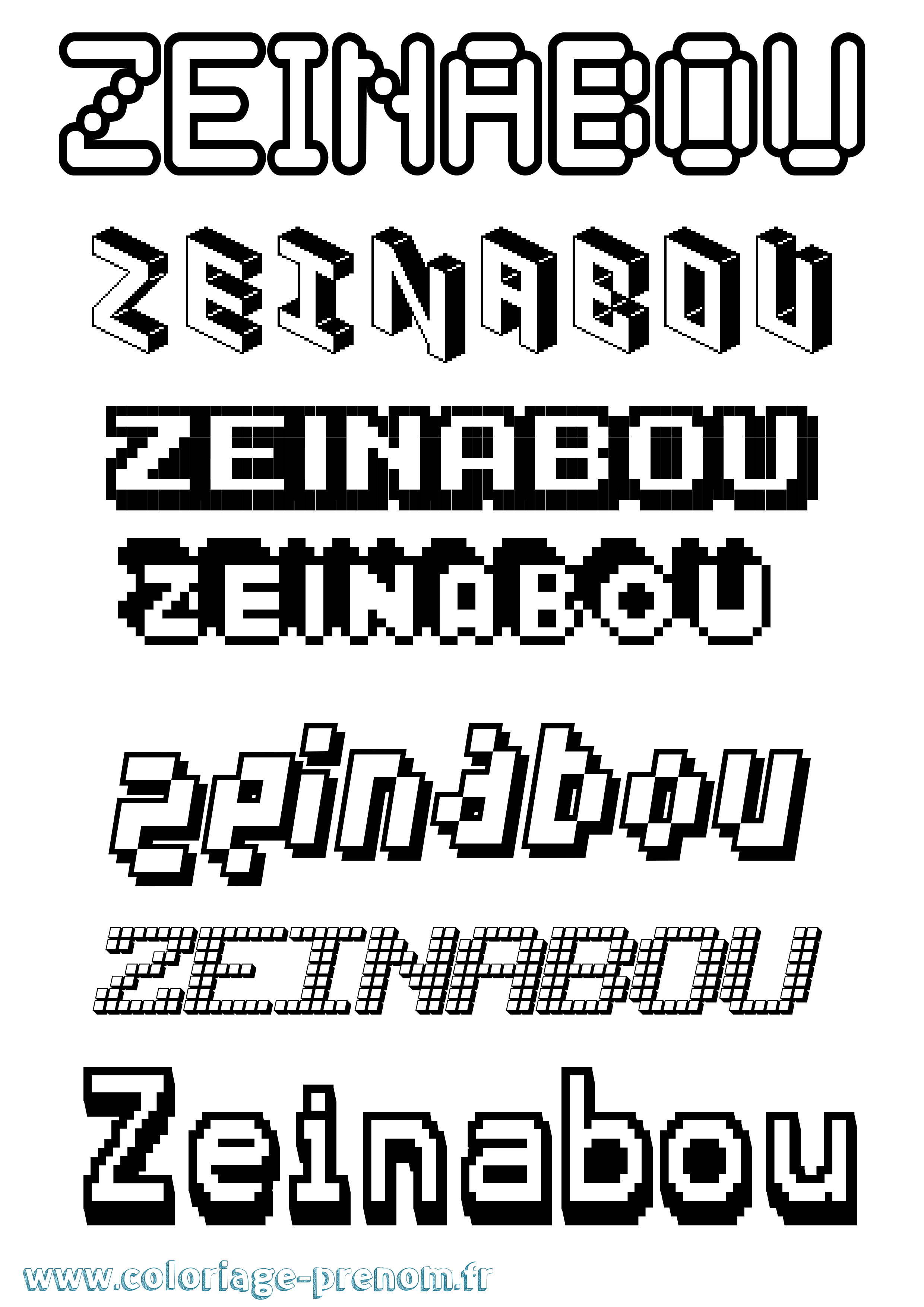 Coloriage Zeinabou Pixel Coloriage prénom Zeinabou Pixel