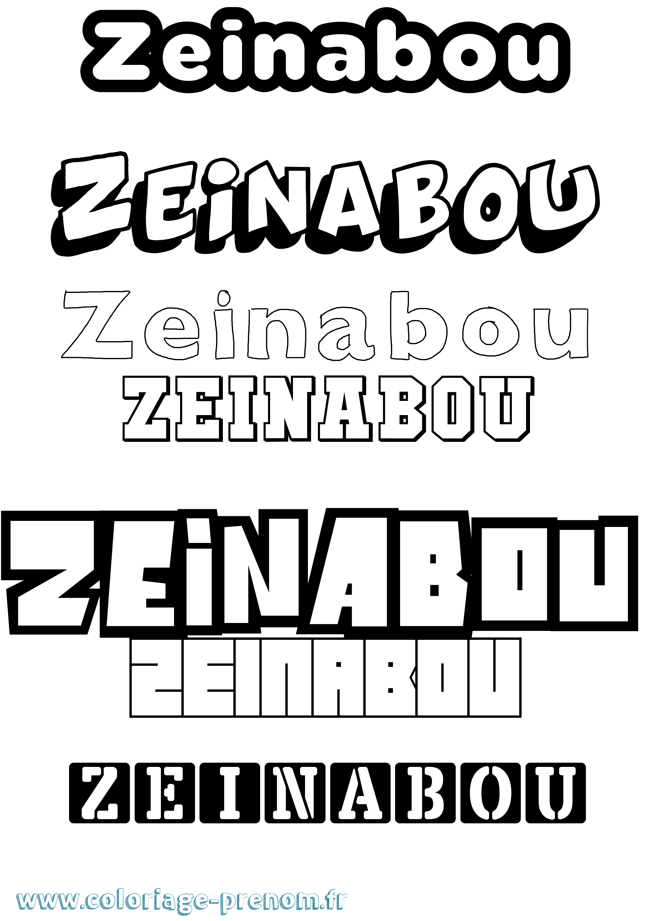 Coloriage Zeinabou Simple Coloriage prénom Zeinabou Simple
