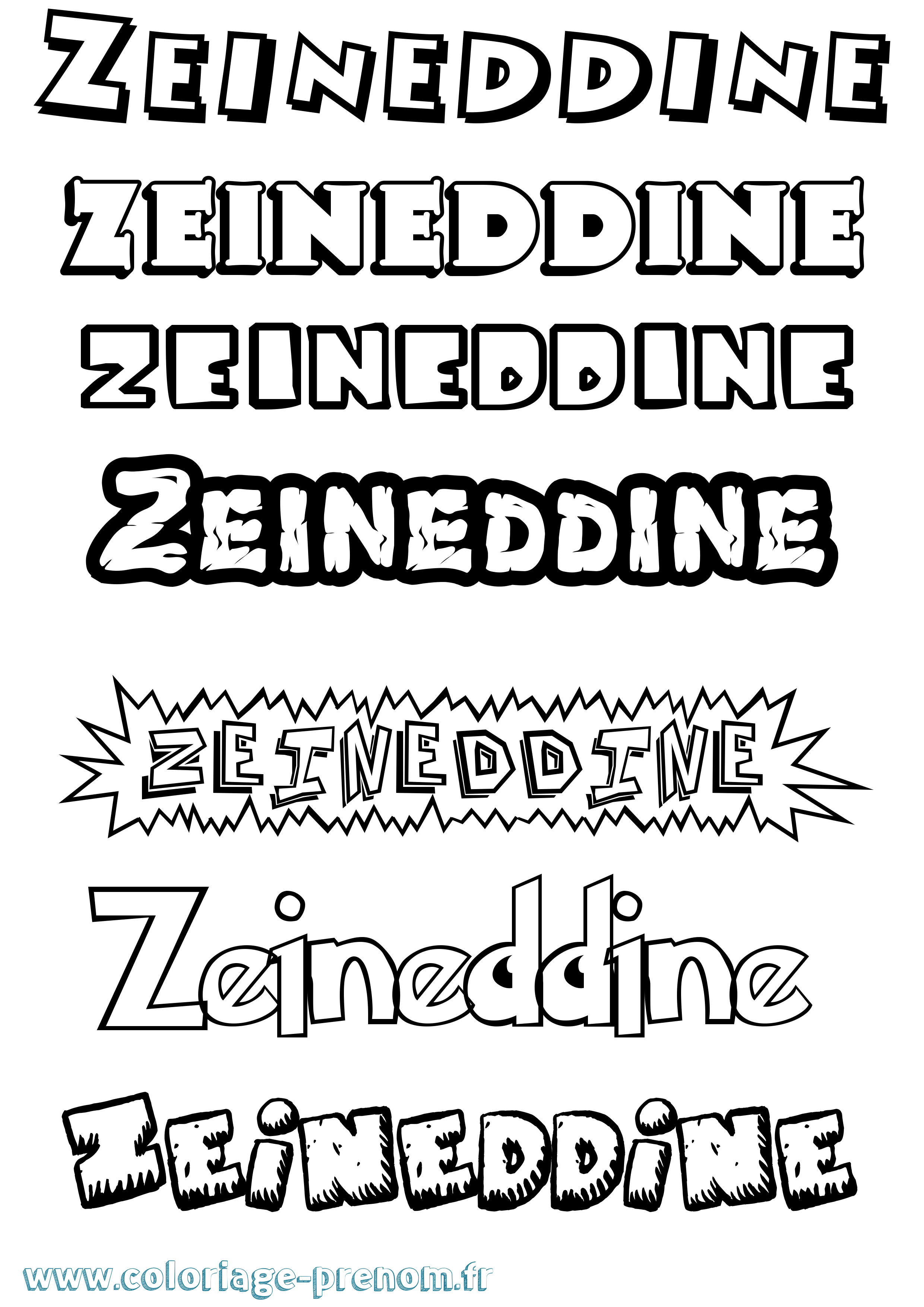 Coloriage Zeineddine Dessin Animé Coloriage prénom Zeineddine Dessin Animé