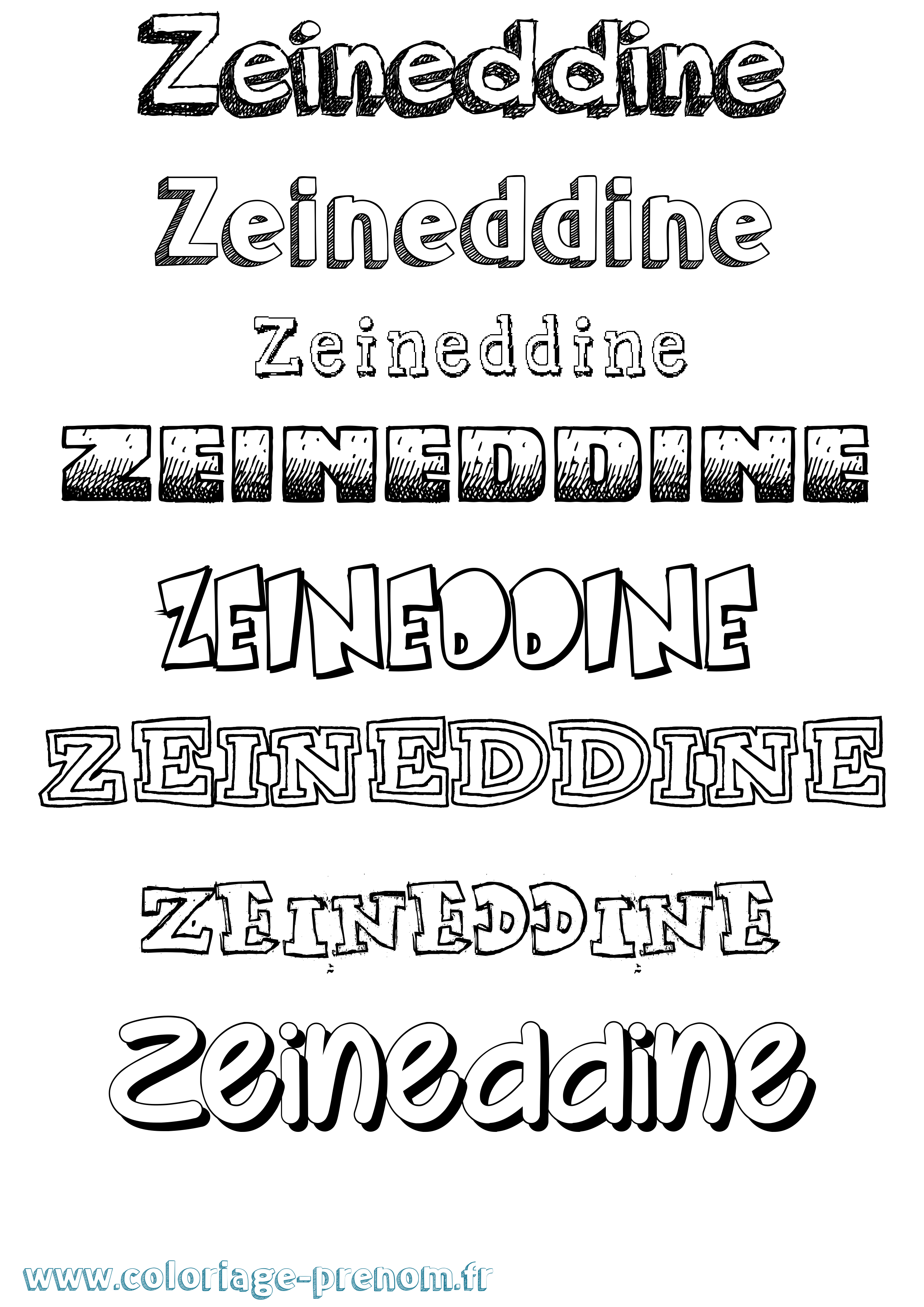 Coloriage Zeineddine Dessiné Coloriage prénom Zeineddine Dessiné