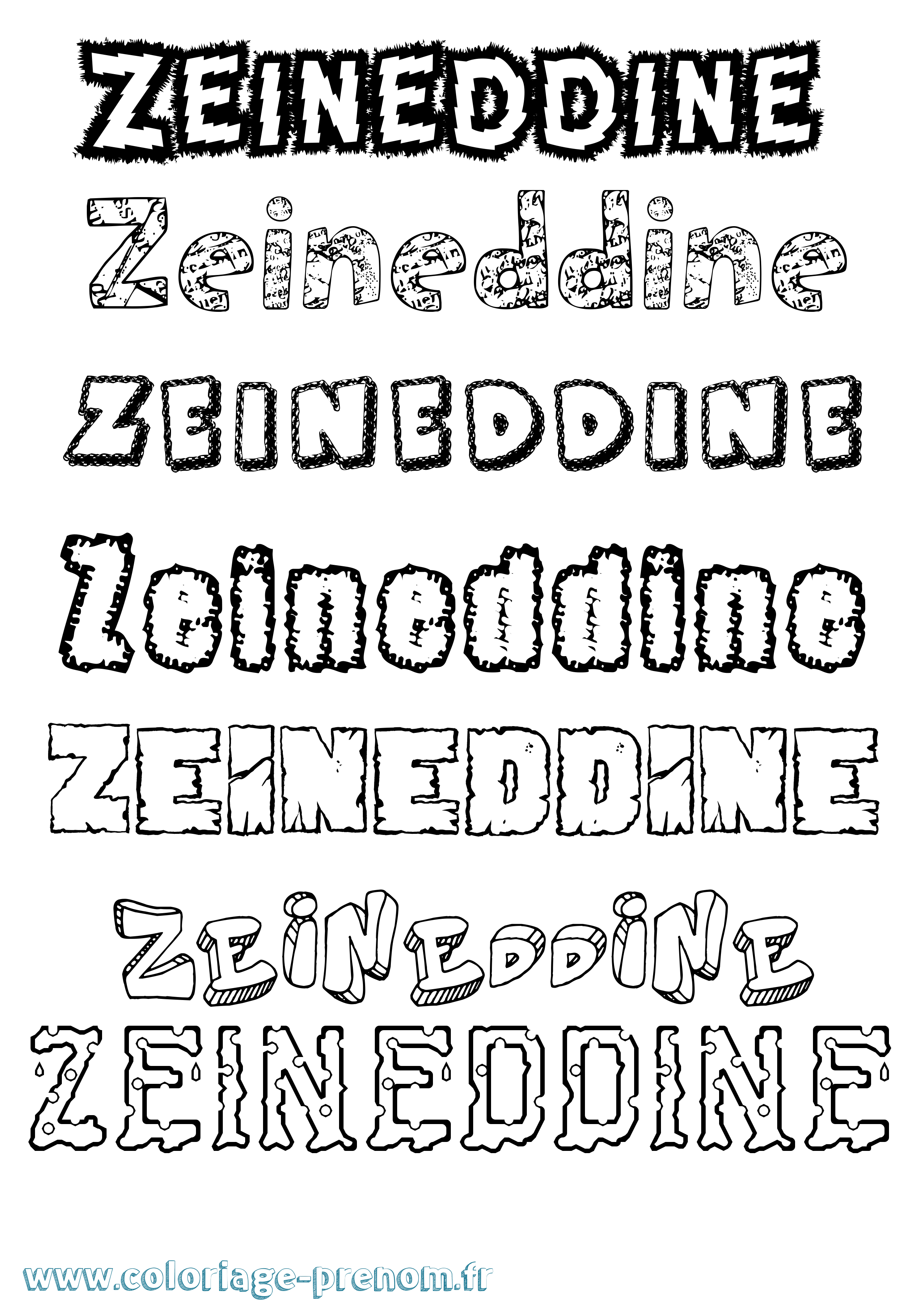 Coloriage Zeineddine Destructuré Coloriage prénom Zeineddine Destructuré