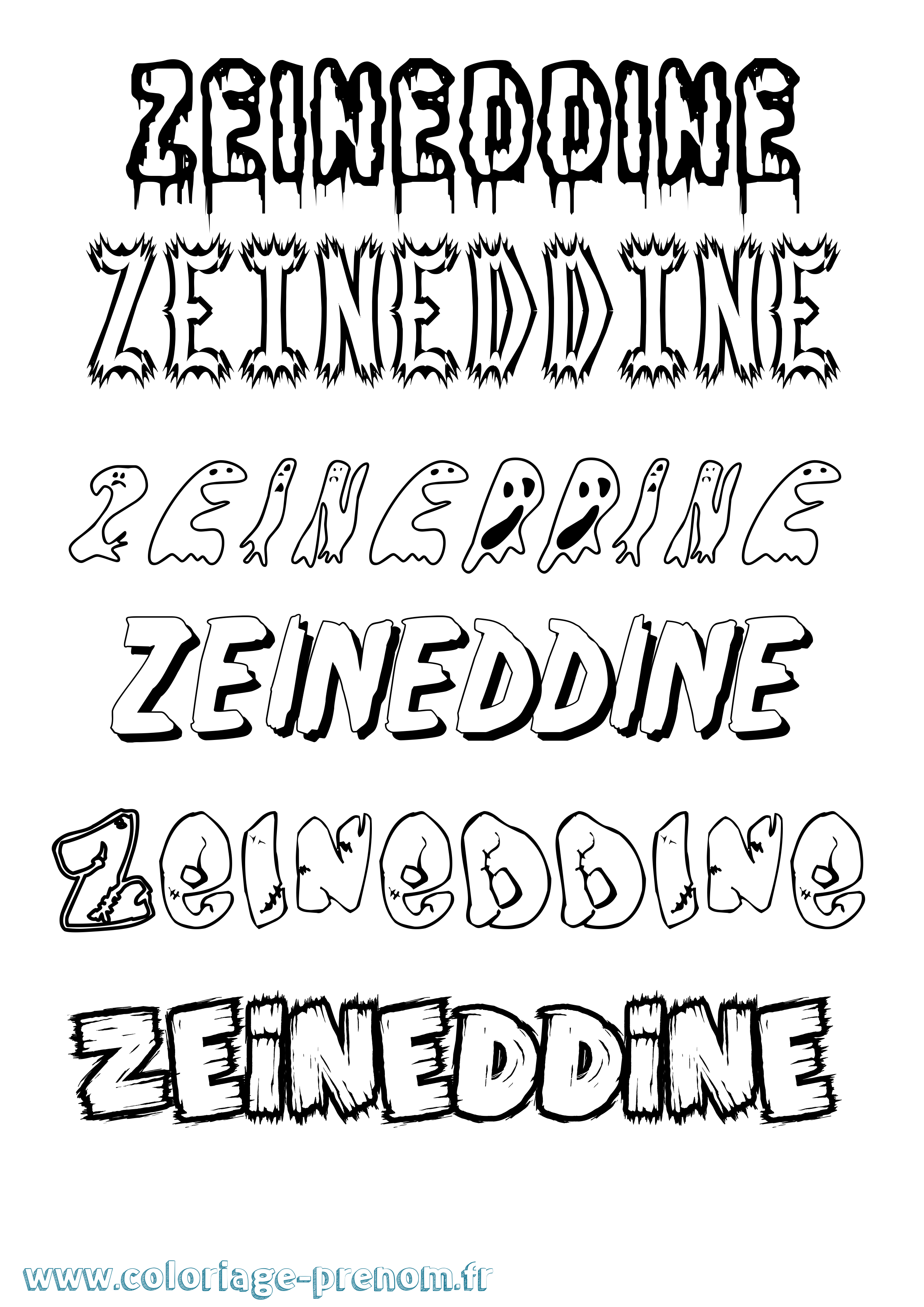 Coloriage Zeineddine Frisson Coloriage prénom Zeineddine Frisson
