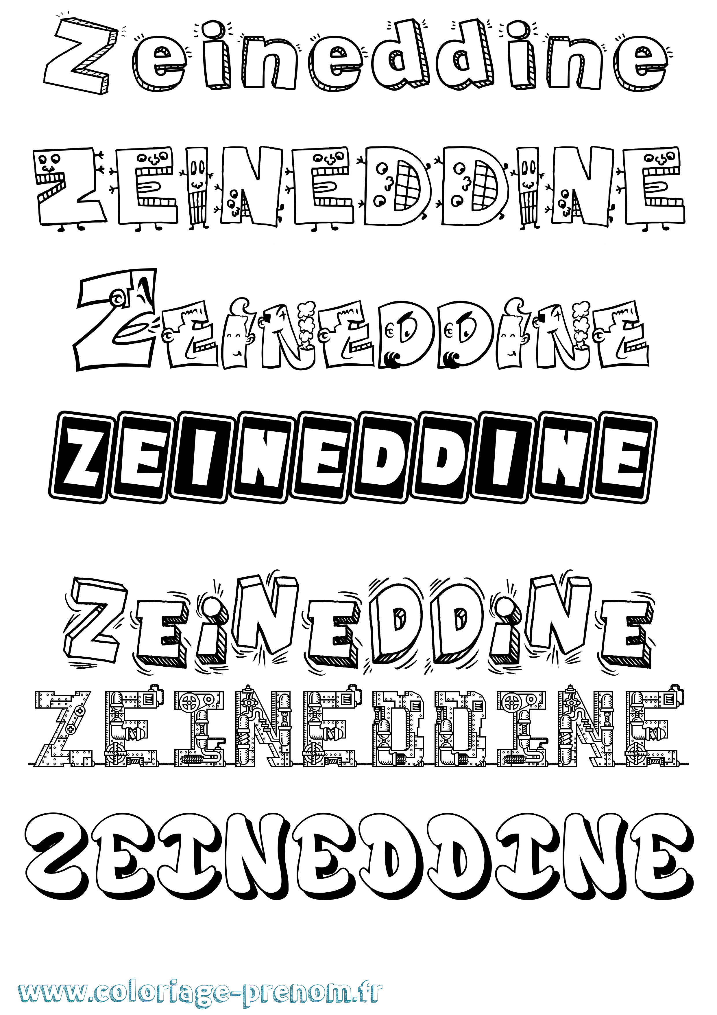 Coloriage Zeineddine Fun Coloriage prénom Zeineddine Fun