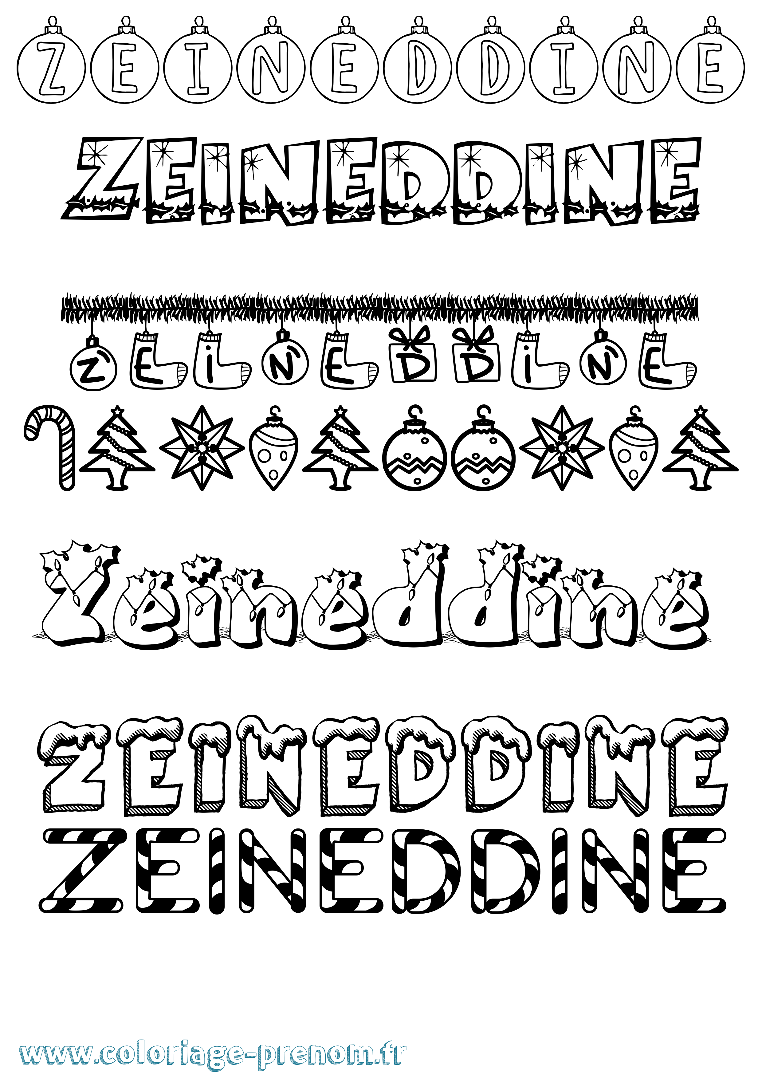 Coloriage Zeineddine Noël Coloriage prénom Zeineddine Noël