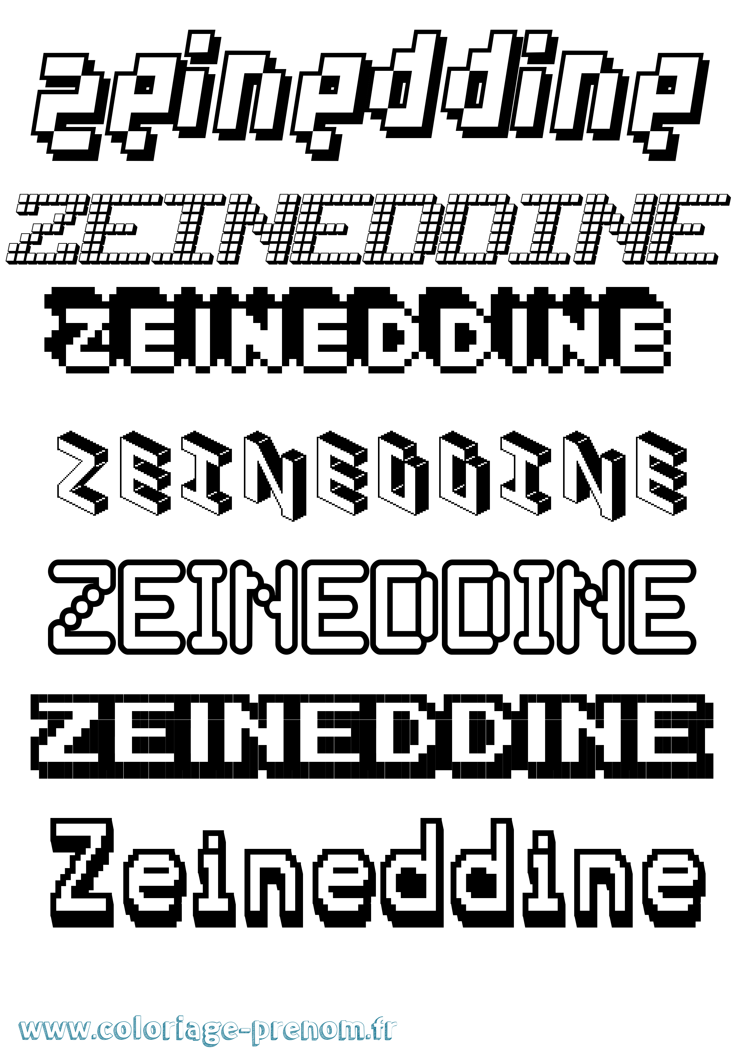Coloriage Zeineddine Pixel Coloriage prénom Zeineddine Pixel