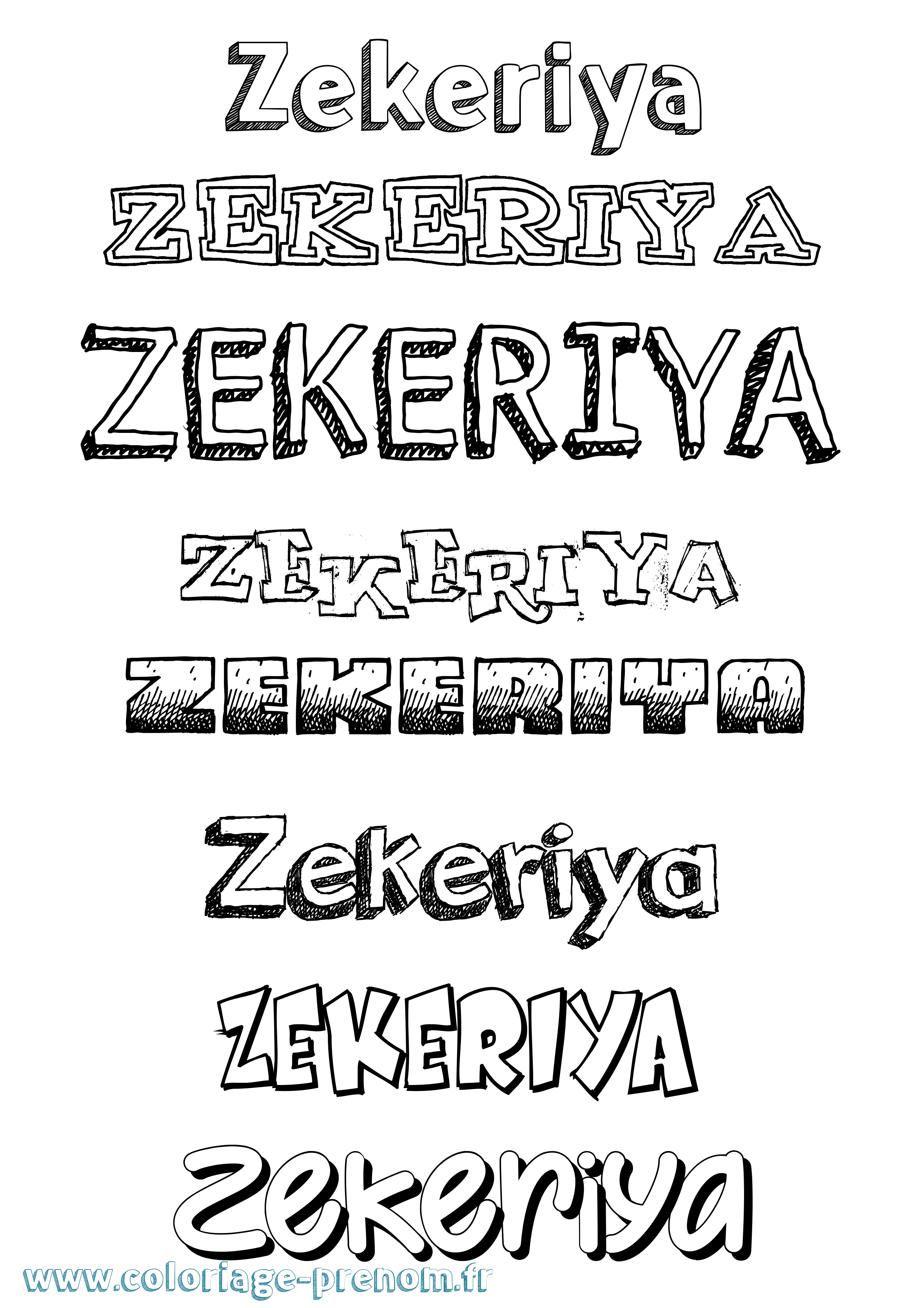 Coloriage Zekeriya Dessiné Coloriage prénom Zekeriya Dessiné
