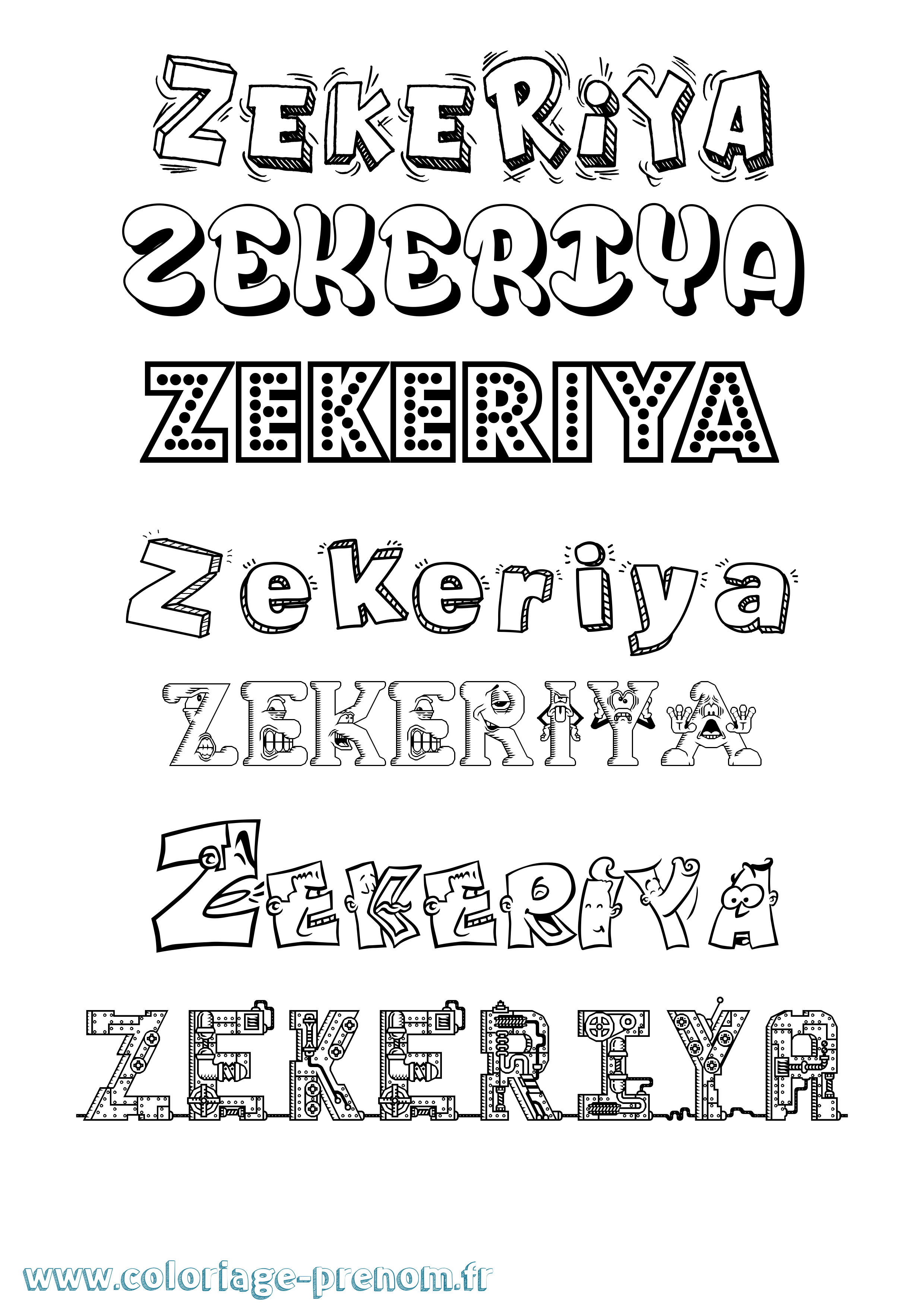 Coloriage Zekeriya Fun Coloriage prénom Zekeriya Fun