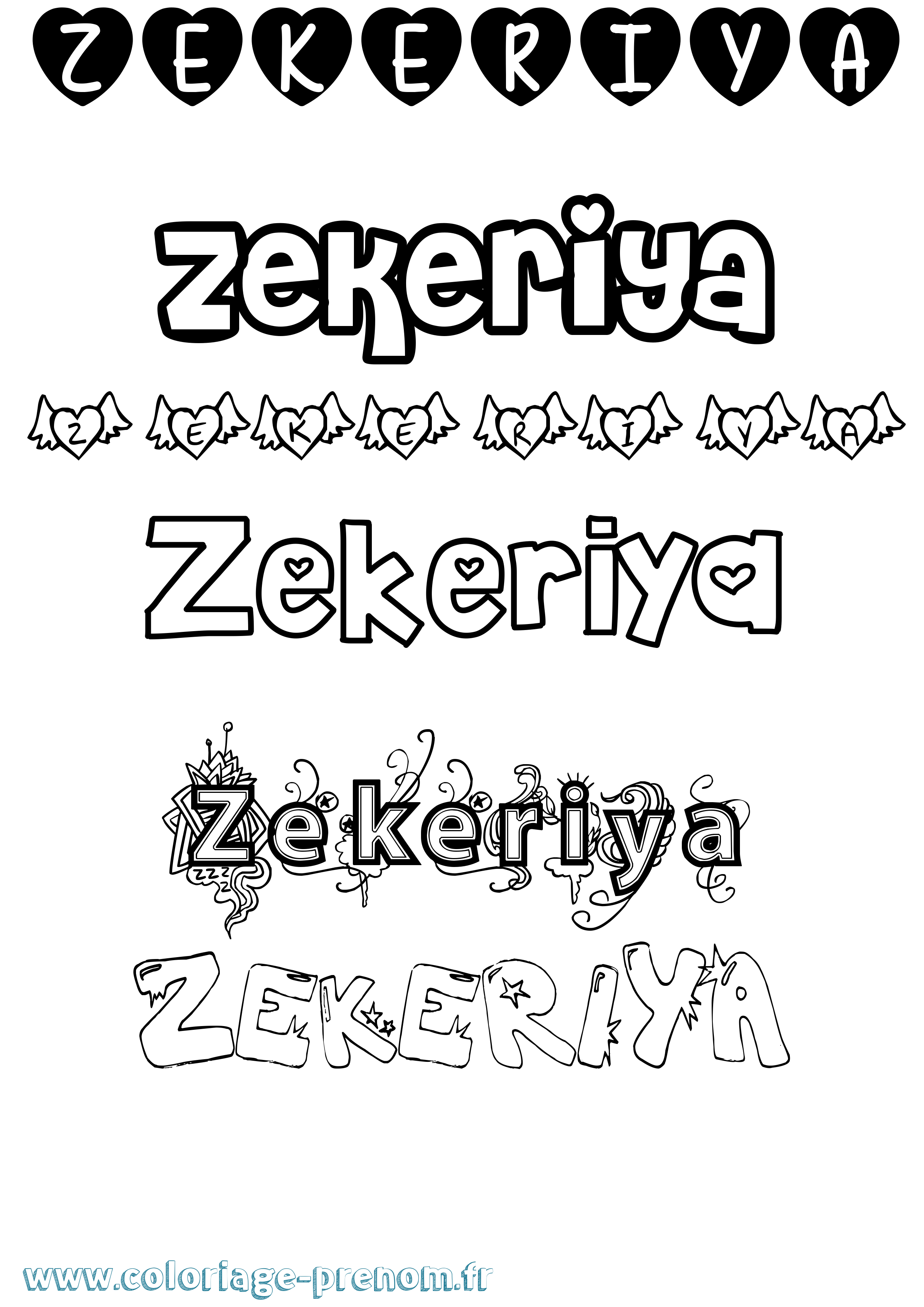 Coloriage Zekeriya Girly Coloriage prénom Zekeriya Girly