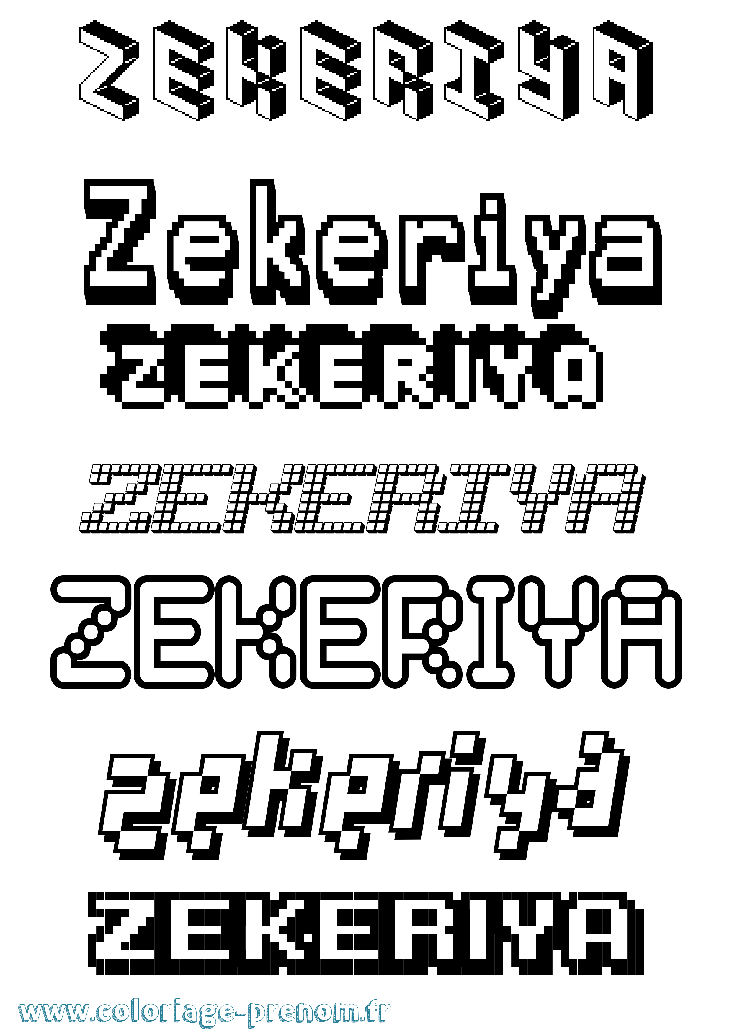Coloriage Zekeriya Pixel Coloriage prénom Zekeriya Pixel