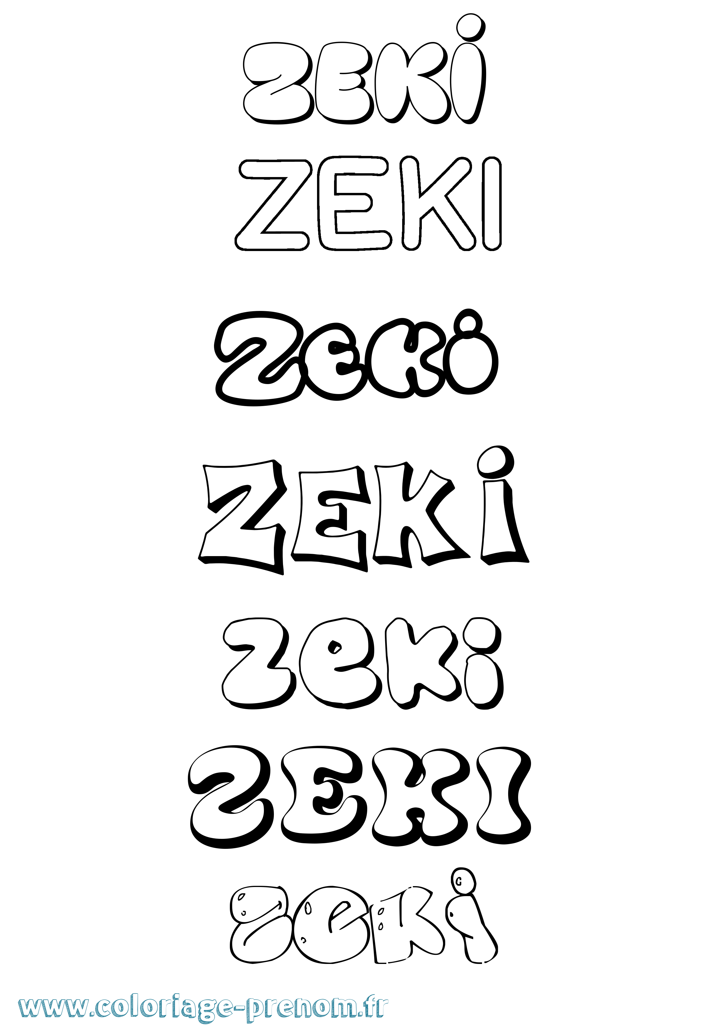 Coloriage Zeki Bubble Coloriage prénom Zeki Bubble