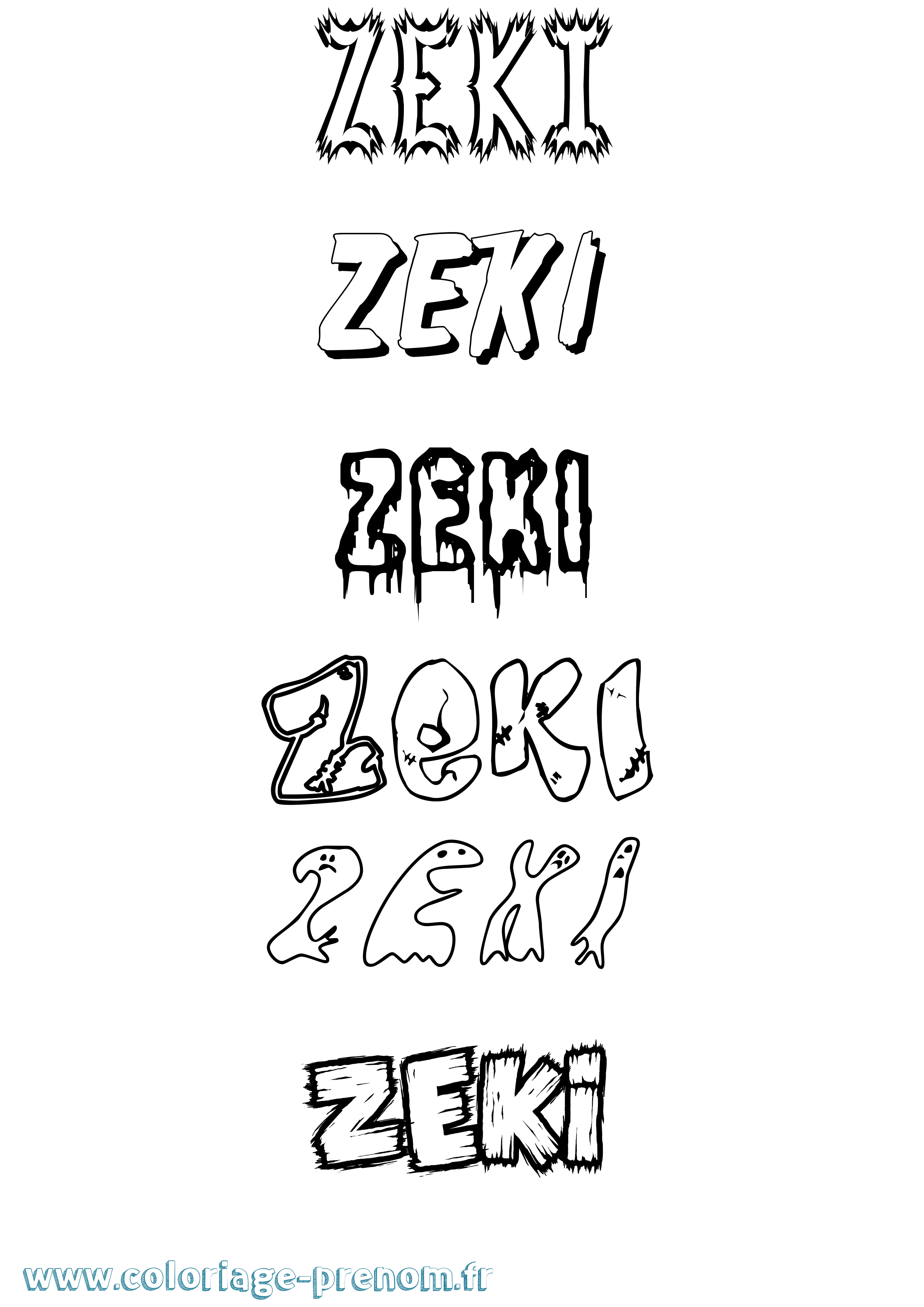 Coloriage Zeki Frisson Coloriage prénom Zeki Frisson